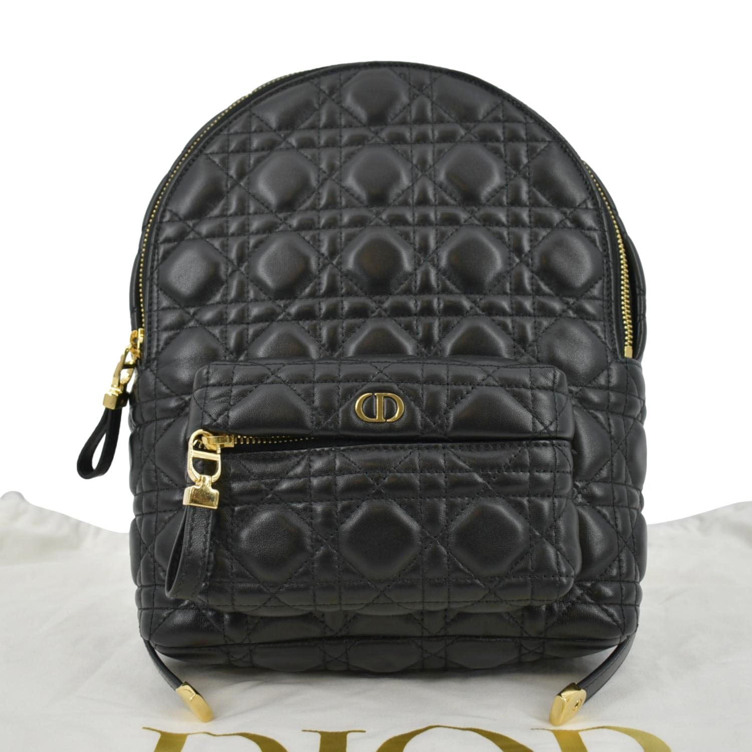 Dior Cannage Backpack Leather Quilted Black