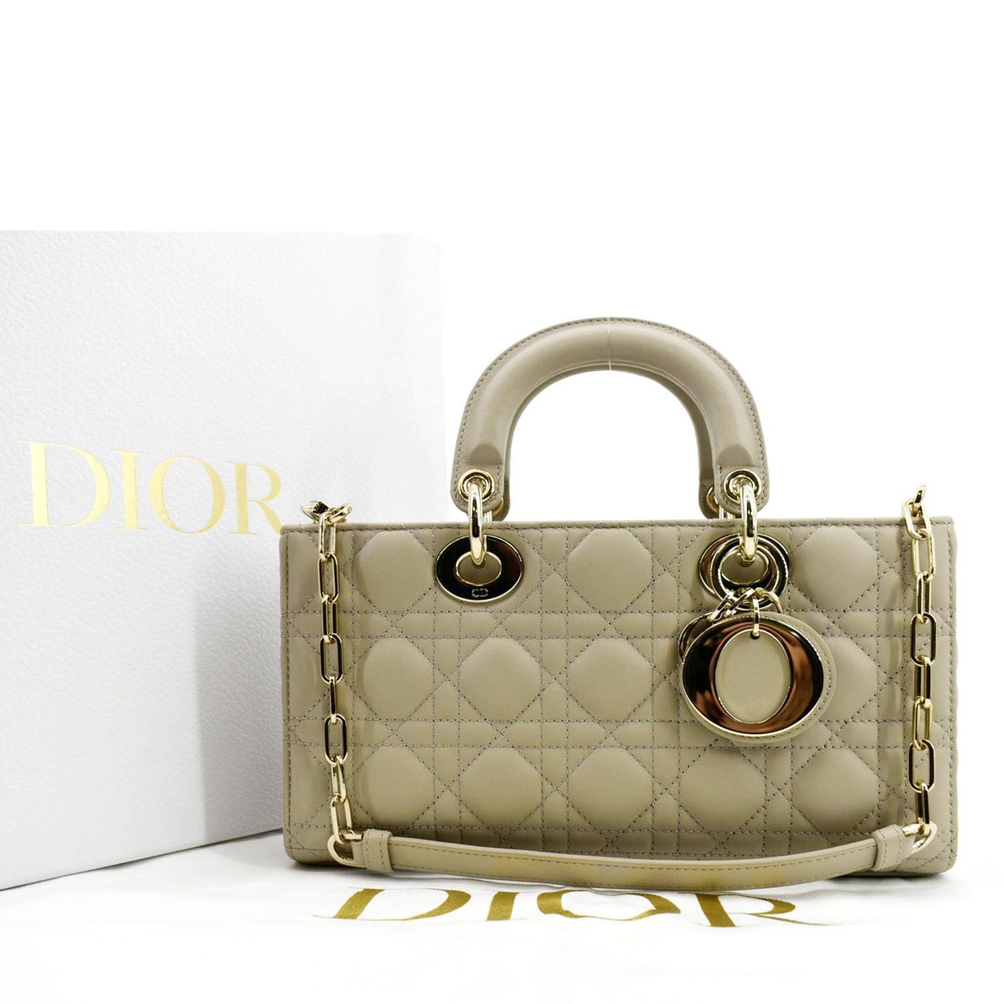 Dior Lady D Joy Cannage Lambskin Shoulder Bag Medium Chain