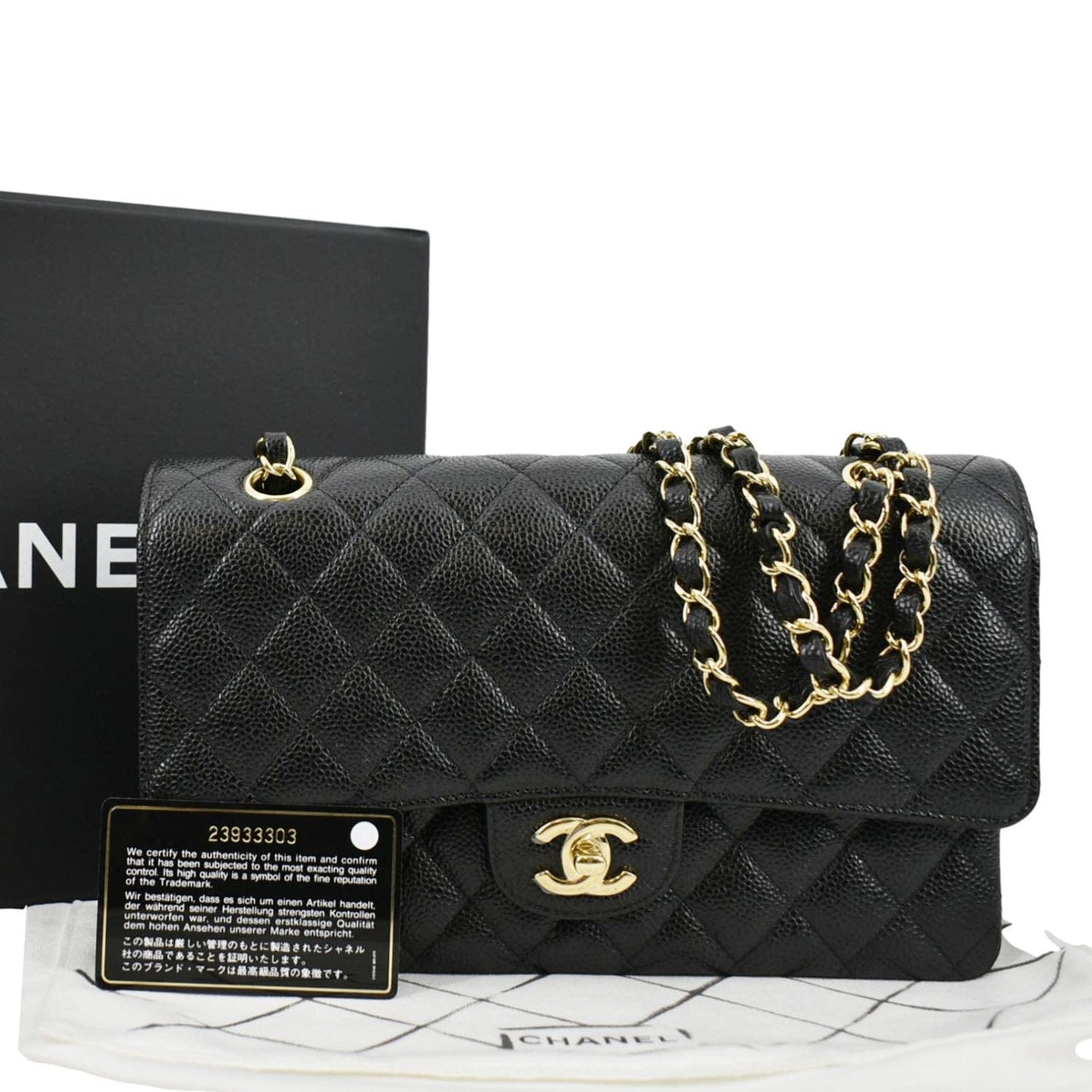 Chanel Classic Double Flap Caviar Leather Black Travel Bag Bag 2