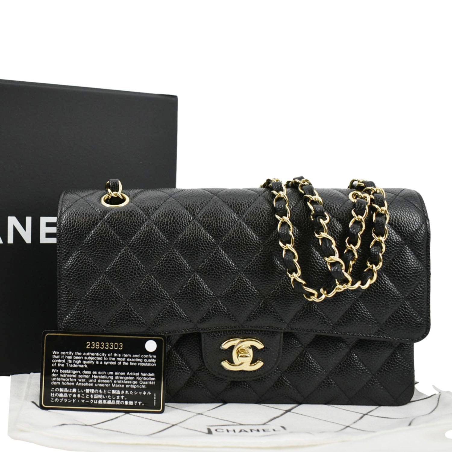 Chanel Classic Double Flap Caviar Leather Black Travel Bag Bag 2