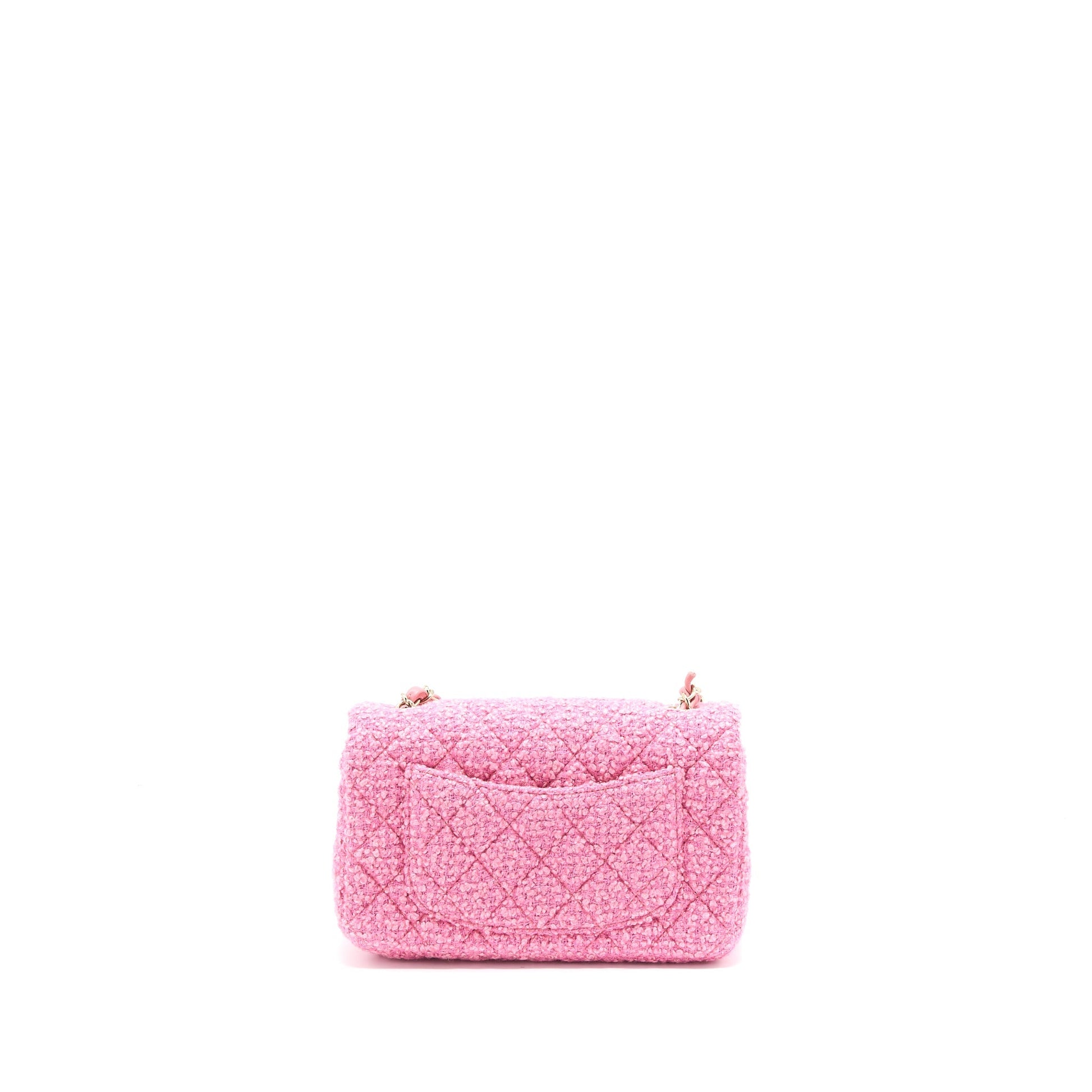 Chanel Rectangular Flap Tweed LGHW Microchip Pink Shoulder Bag