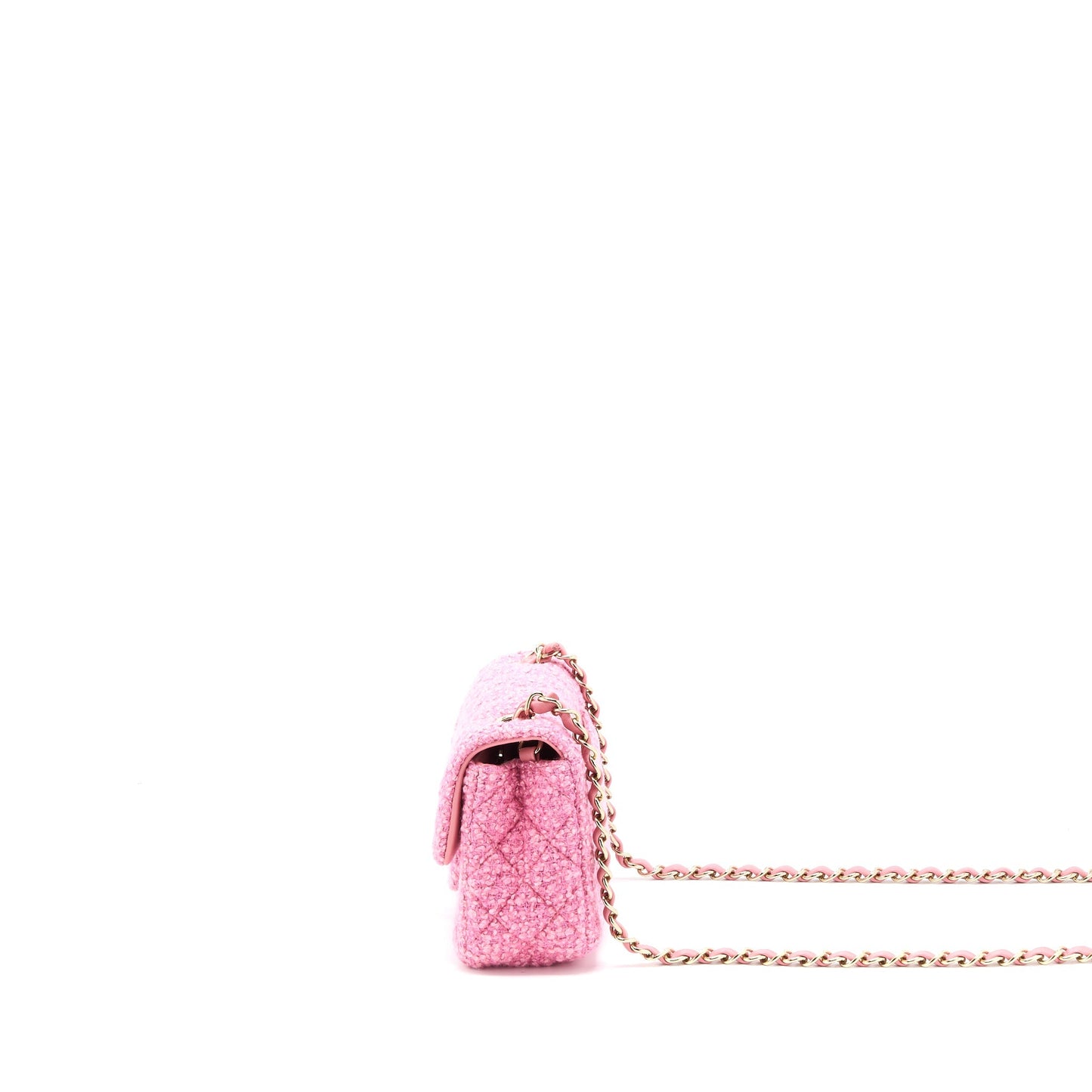 Chanel Rectangular Flap Tweed LGHW Microchip Pink Shoulder Bag