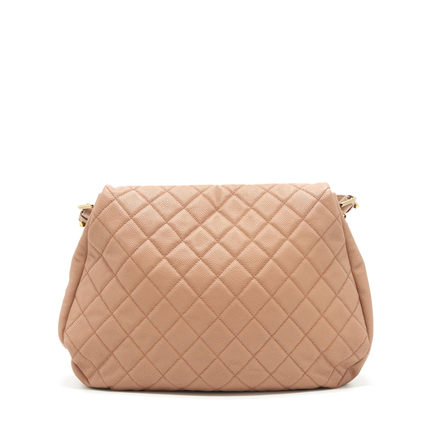 Chanel Round Flap Caviar Dark GHW Beige Shoulder Bag