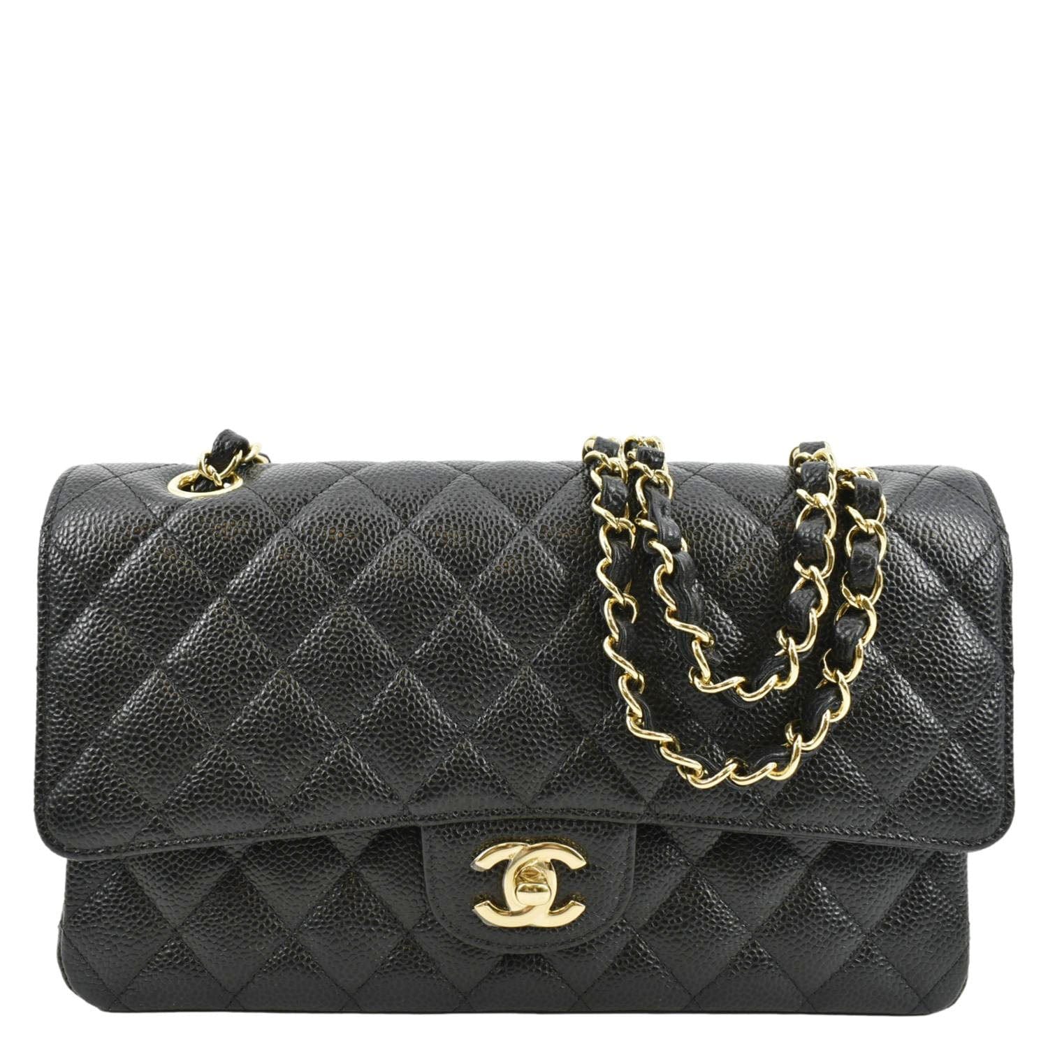 Chanel Classic Double Flap Caviar Leather Black Travel Bag Bag 2