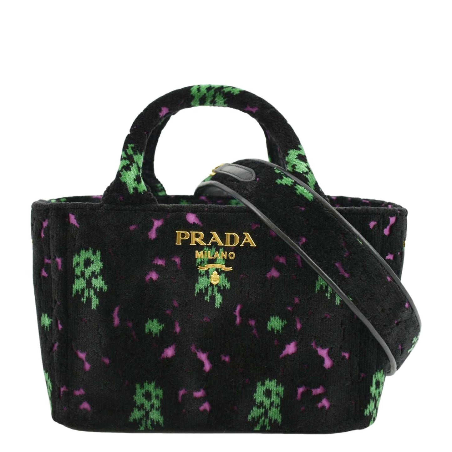Top Handle Velvet Shoulder Bag Black Small