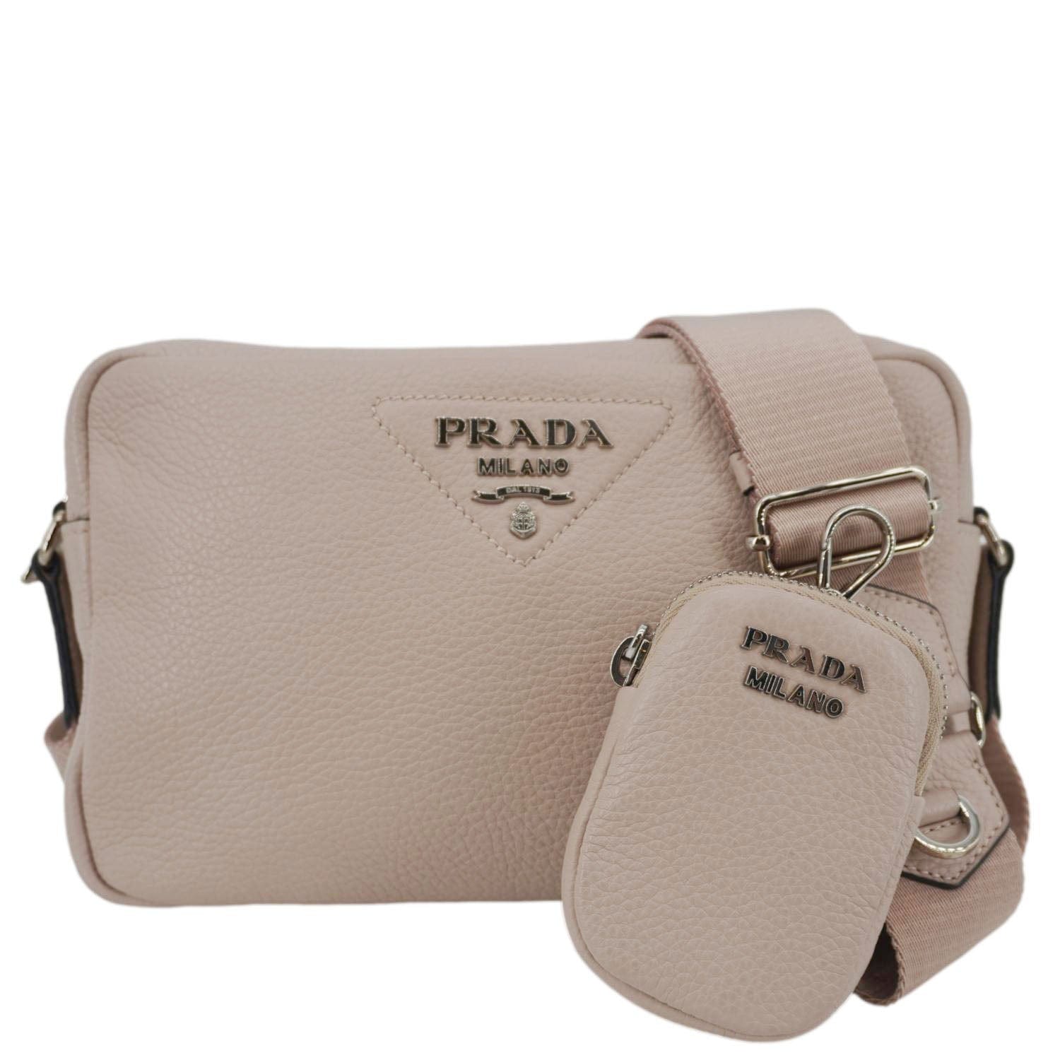 Vitello Daino Soft Camera Shoulder Bag Leather Beige