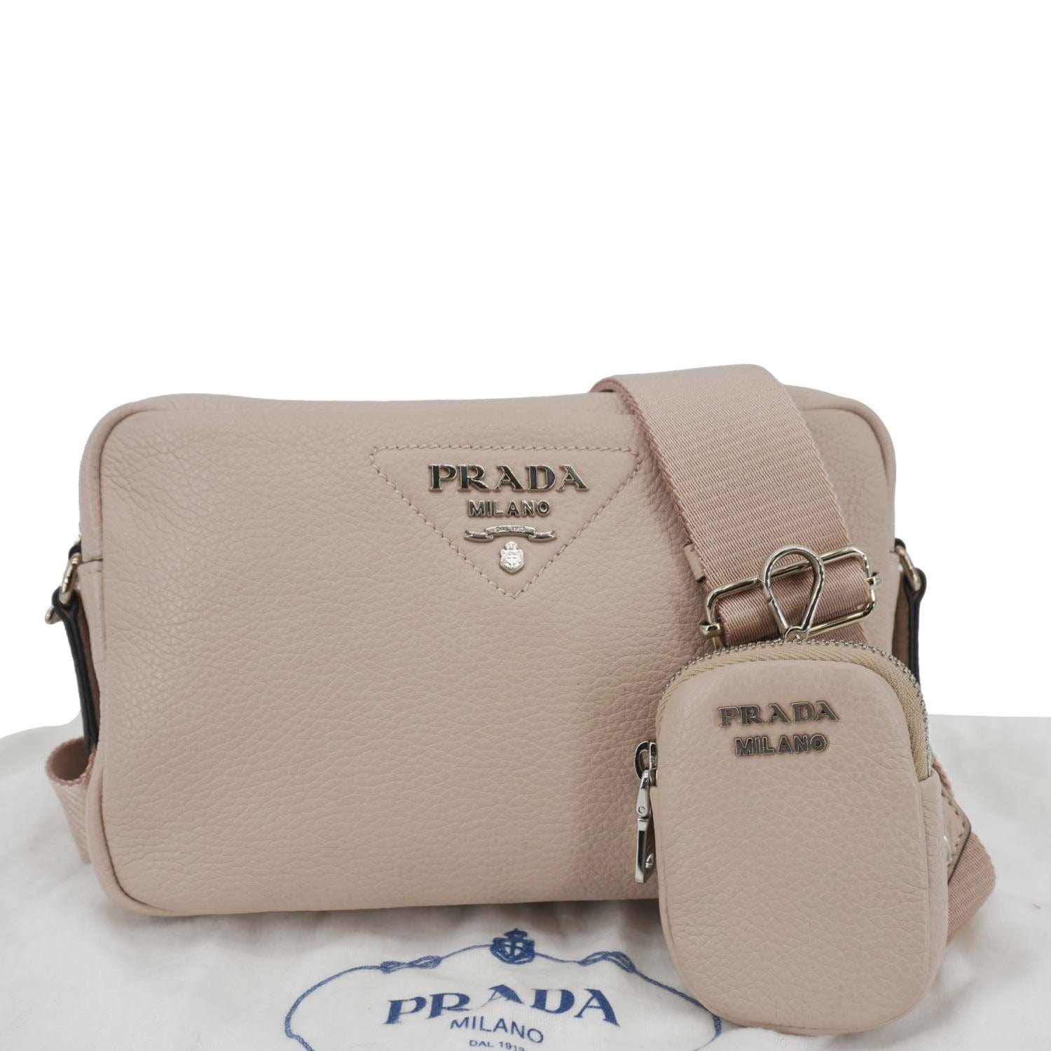 Vitello Daino Soft Camera Shoulder Bag Leather Beige