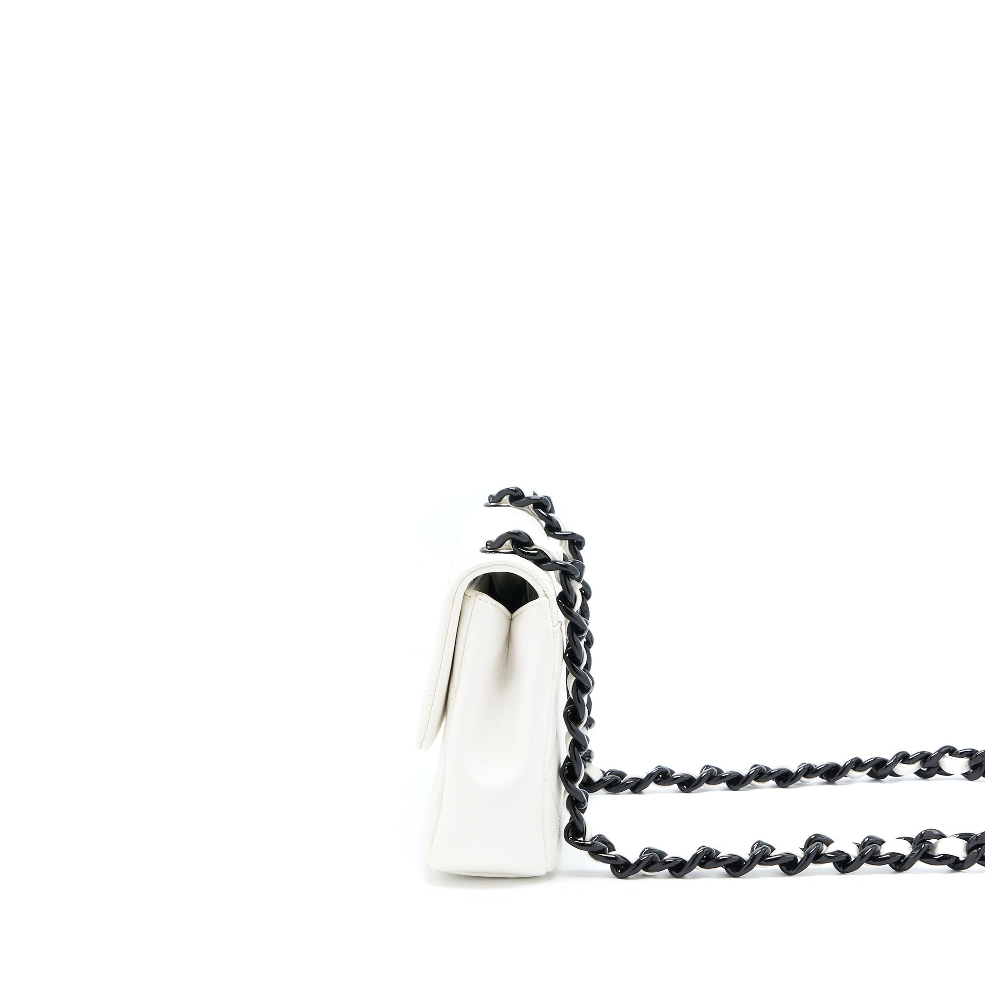 Chanel Seasonal Flap Caviar Hardware Black White Shoulder Bag