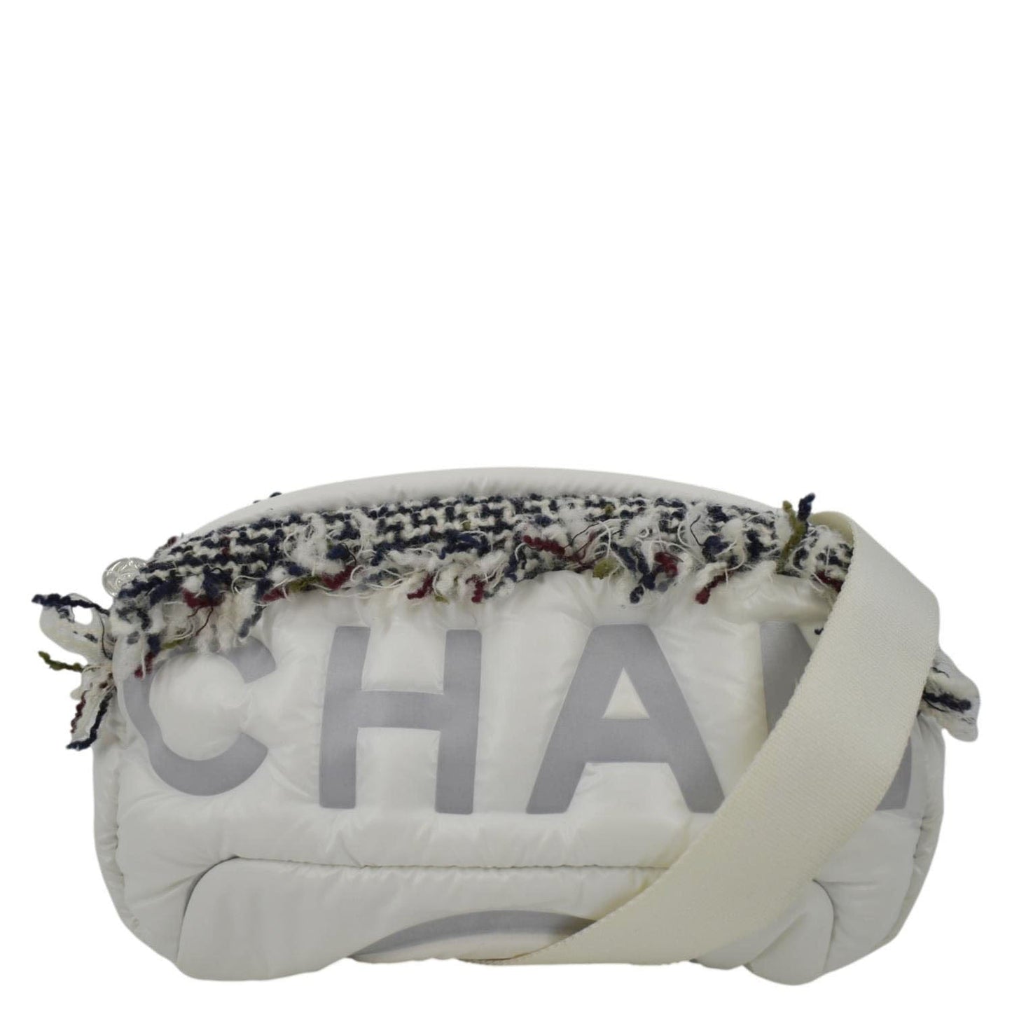 Chanel Coco Neige Tweed x Nylon White Travel Bag