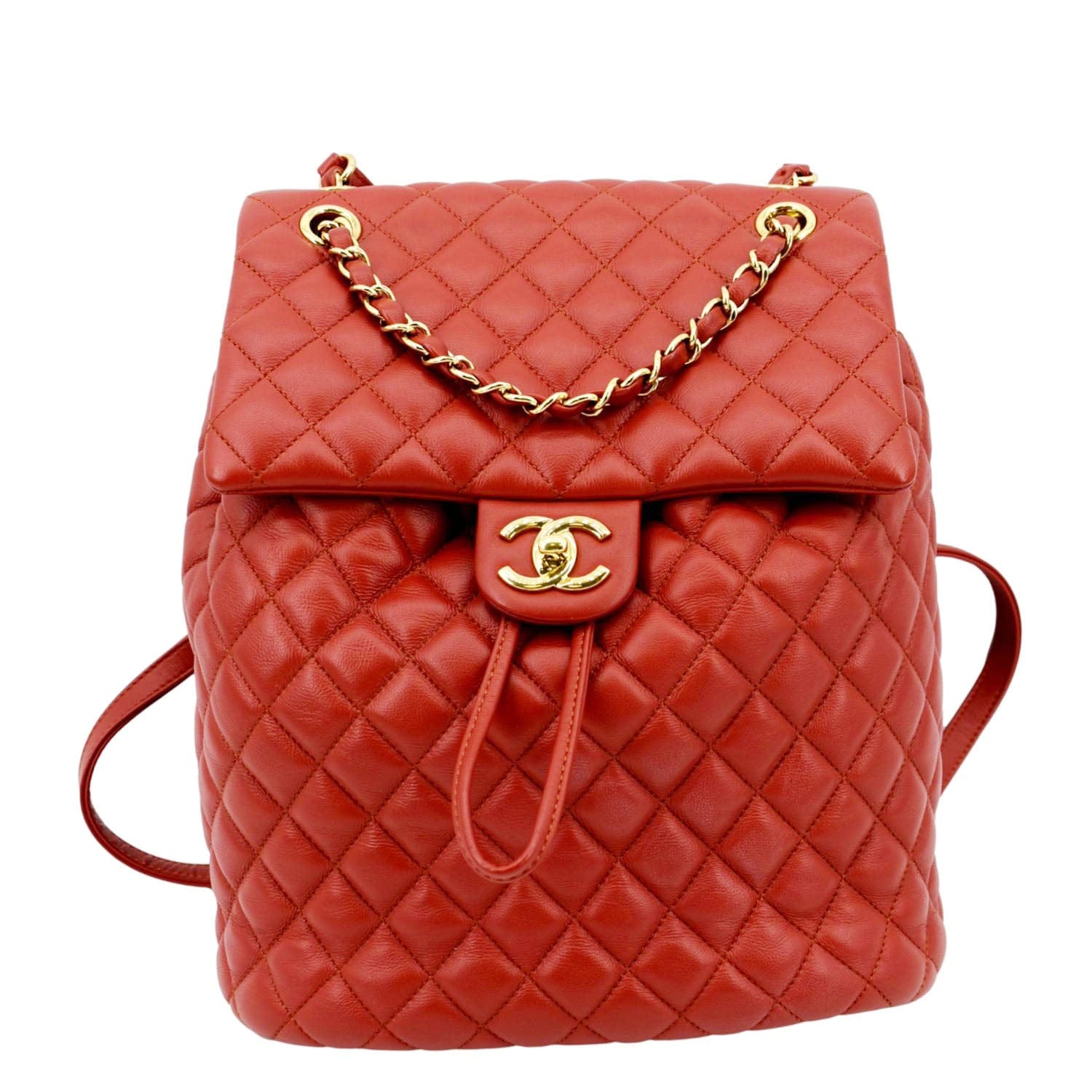Chanel Urban Spirit Quilted Backpack Leather Red Travel Bag