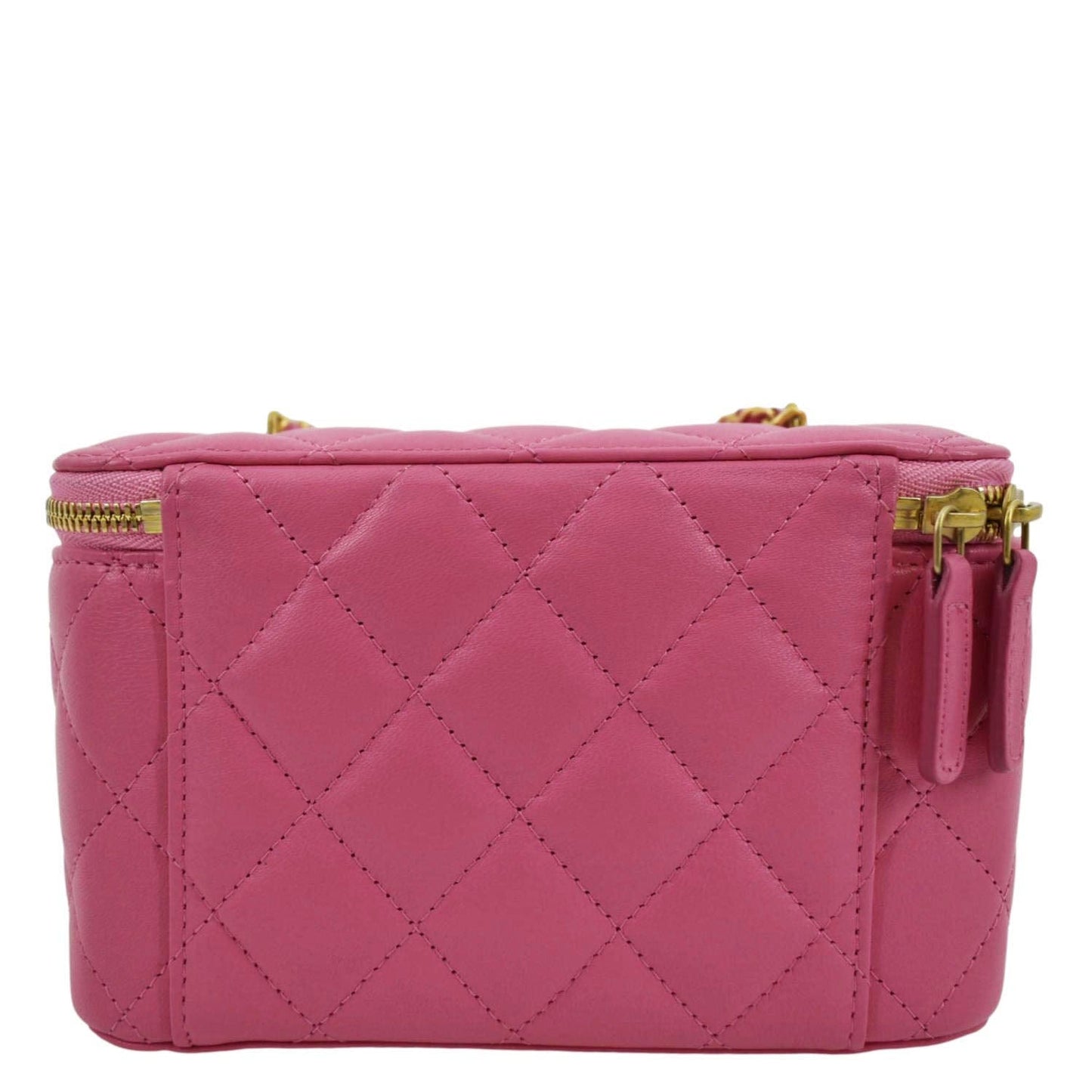Chanel Enamel Coco Hearts Quilted Vanity Leather Pink Travel Bag