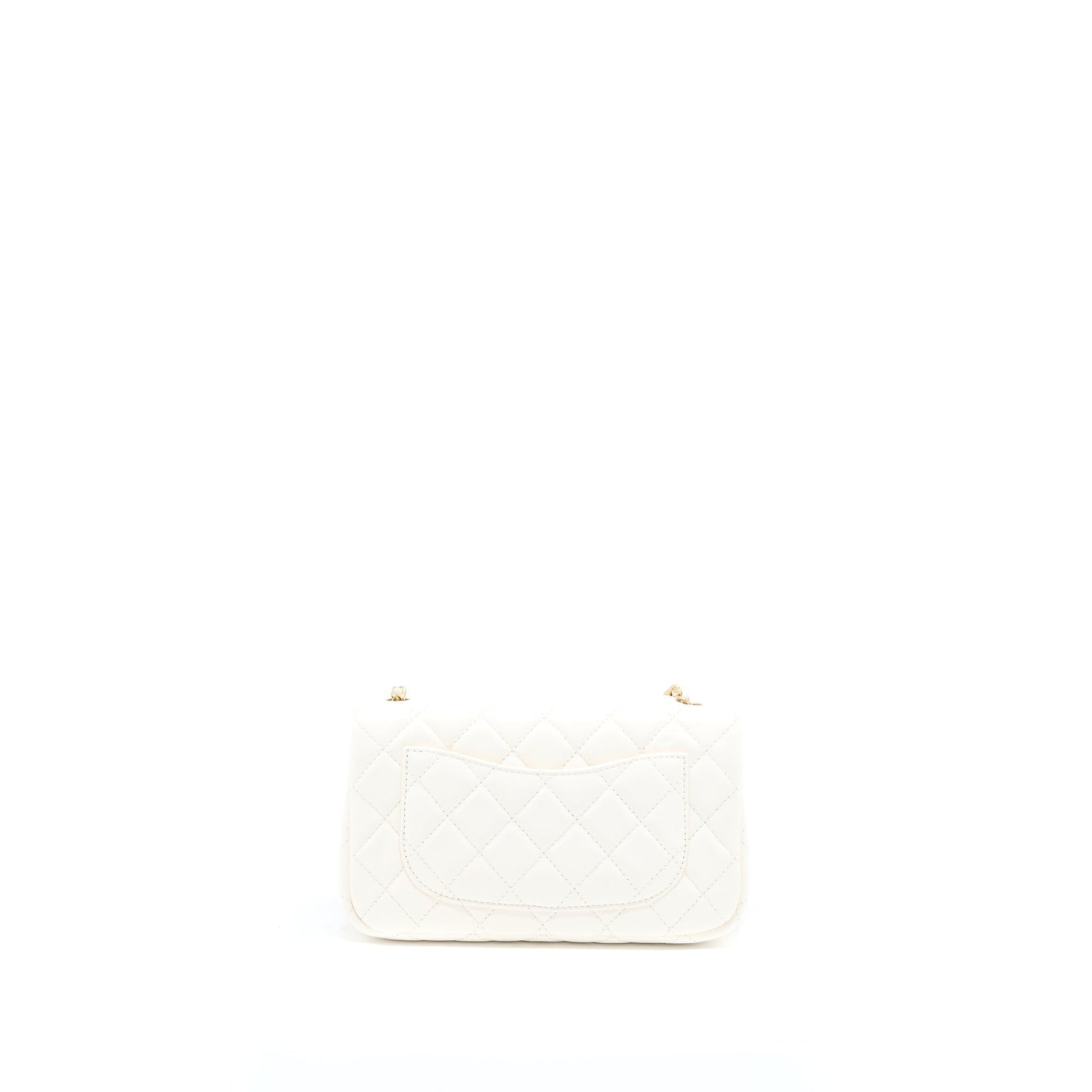Chanel Pearl Crush Rectangular Lambskin GHW Microchip White Mini Bag