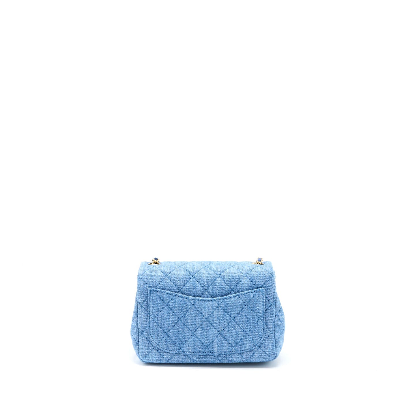 Chanel Pearl Crush Square Flap Denim GHW Shoulder Bag Microchip 1