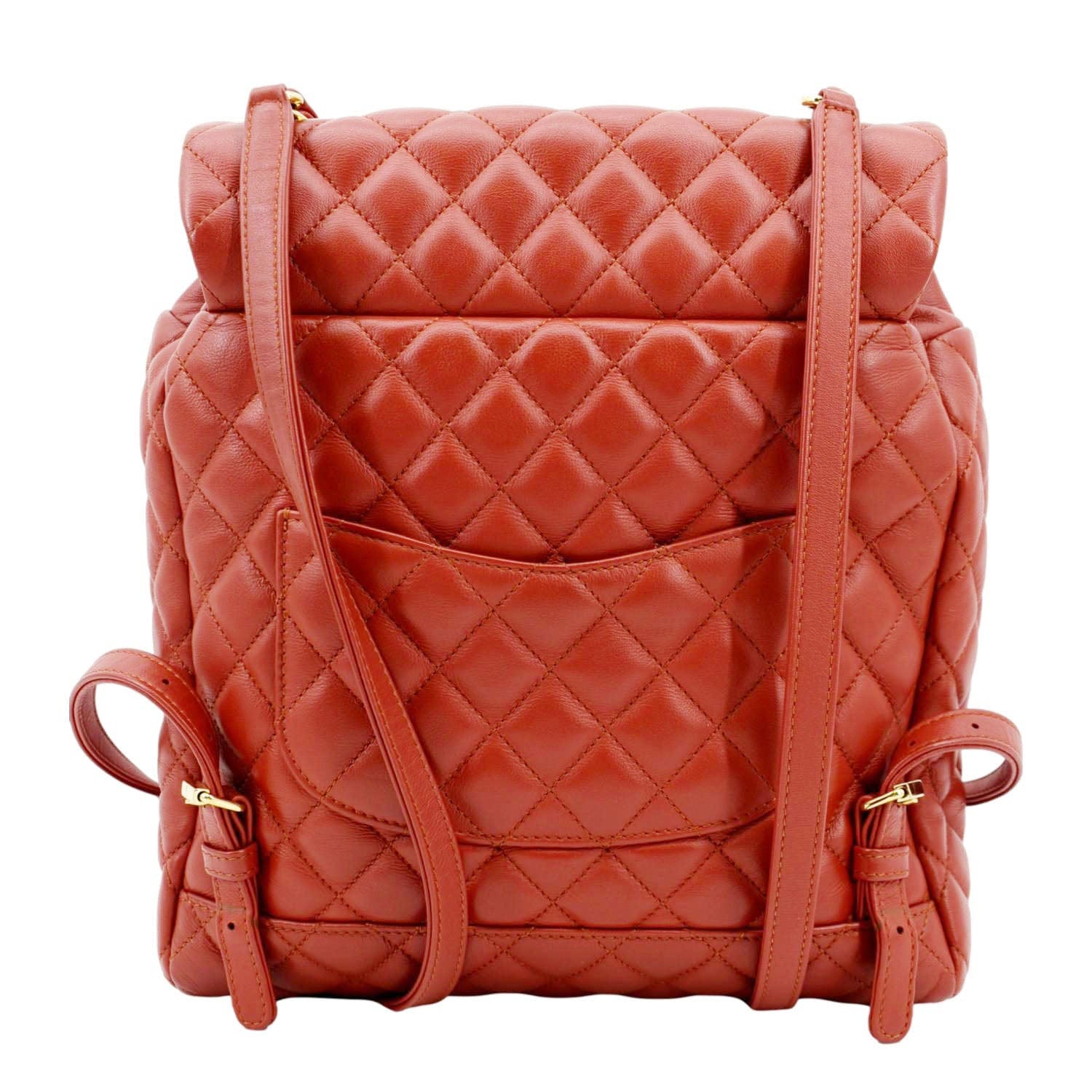 Chanel Urban Spirit Quilted Backpack Leather Red Travel Bag