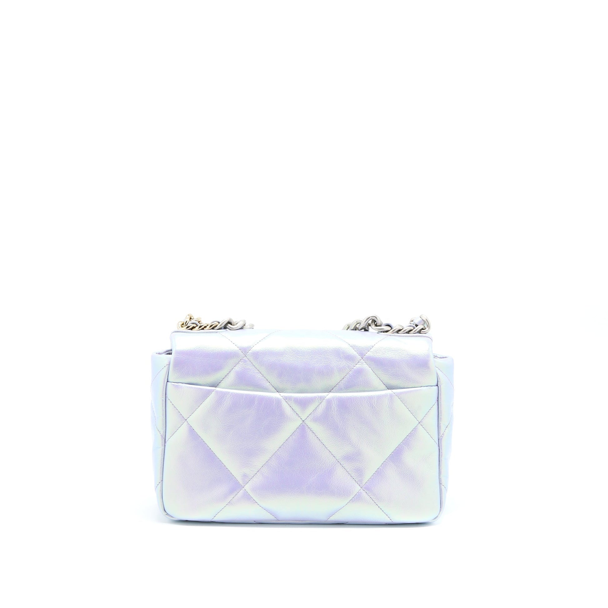 Chanel 19 Goatskin Iridescent Purple Hardware Microchip Multicolour Small Handbag