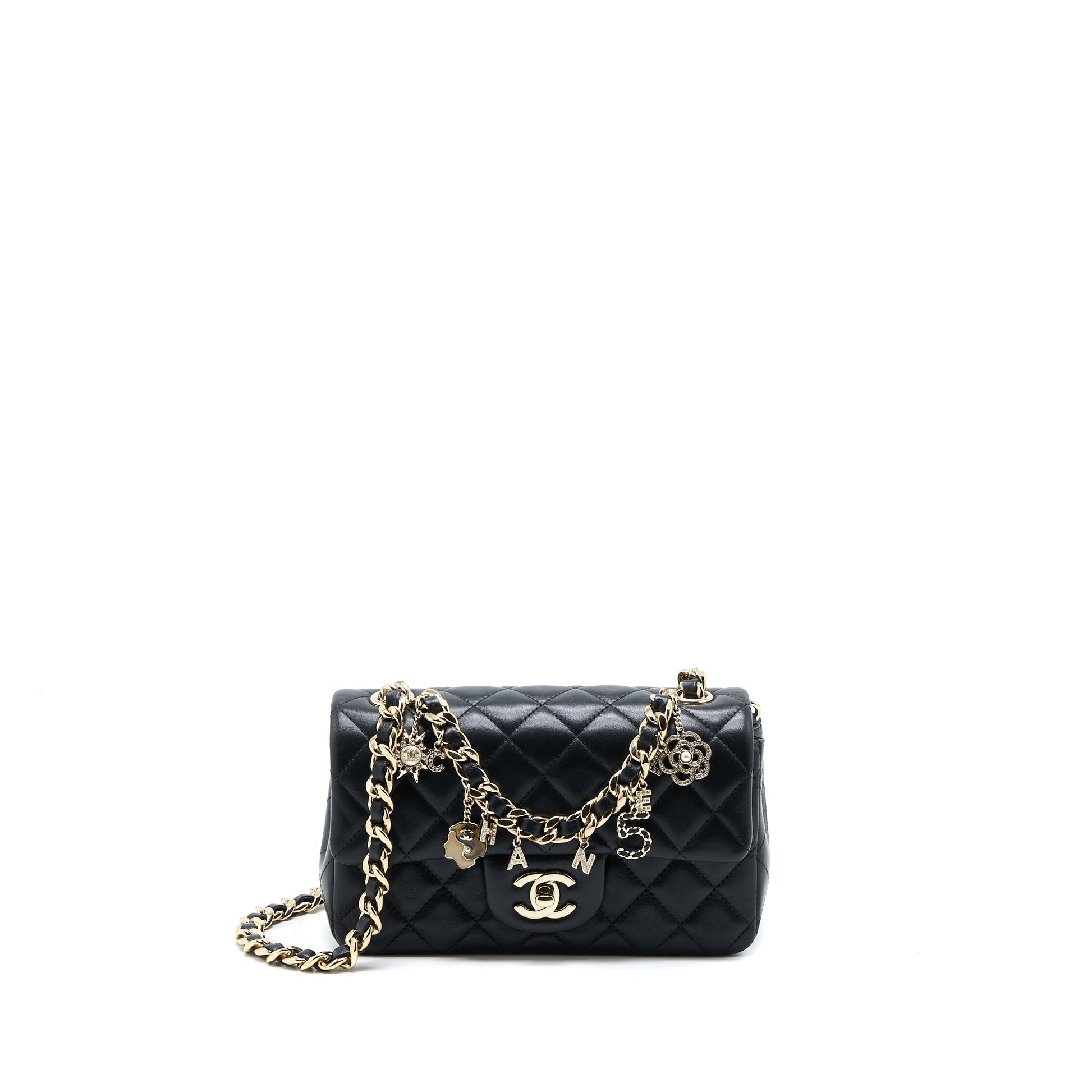 Chanel Rectangular coco charm Limited Edition Lambskin Black Key Chain