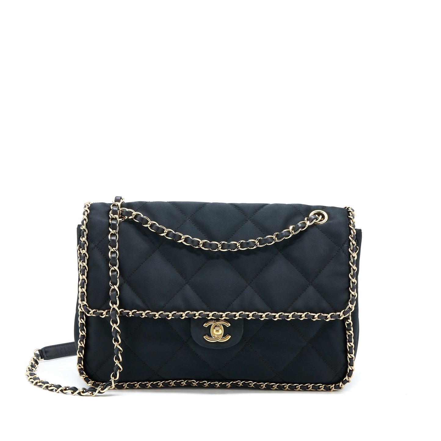 Chanel Seasonal Flap Fabric GHW Black Shoulder Bag