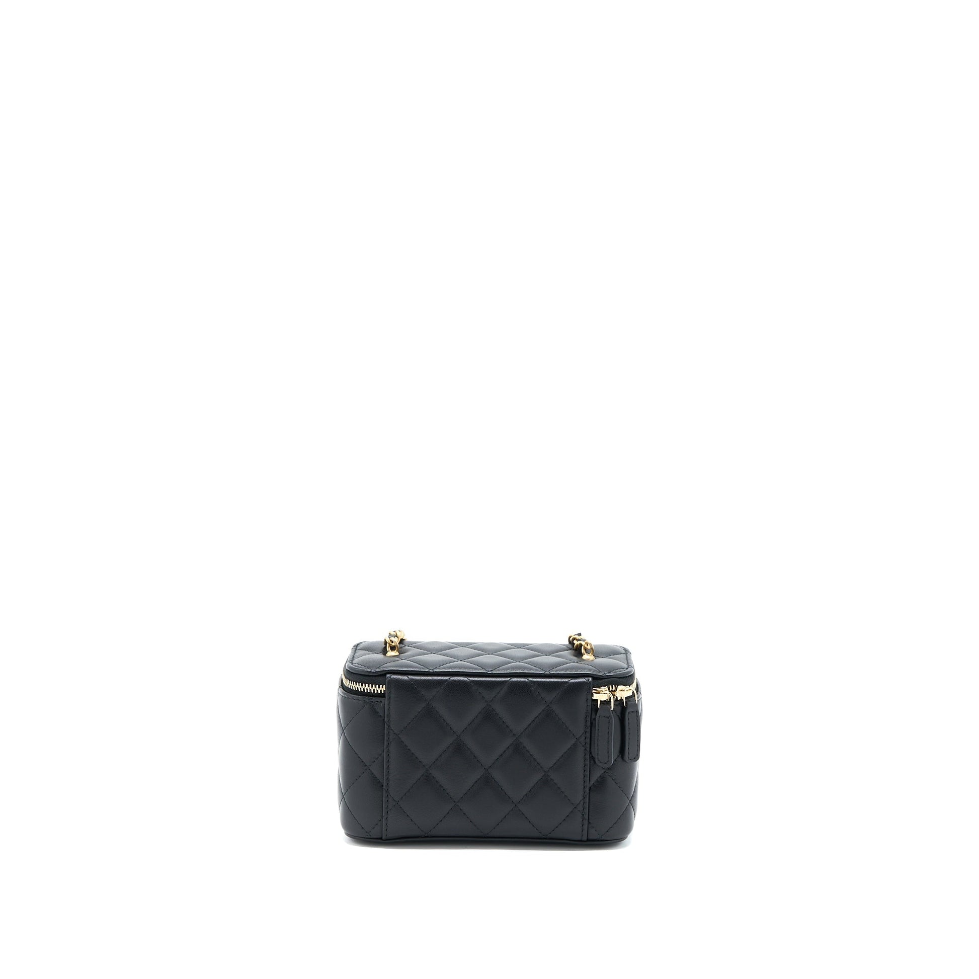 Chanel 22A Pearl Crush Long Vanity Lambskin Black Handbag Ghw 1