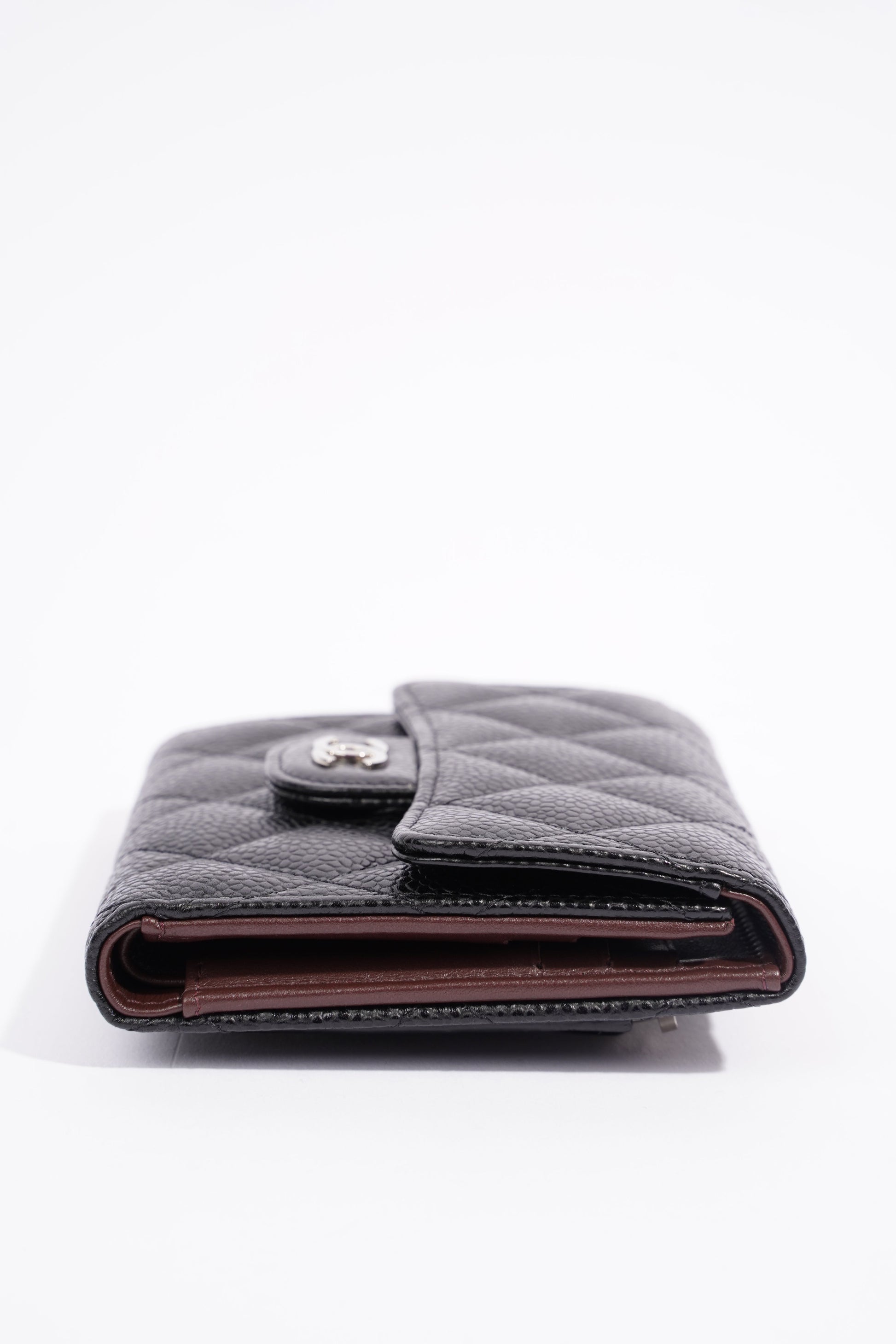 Chanel Womens Classic Flap Wallet Black Caviar Leather Small