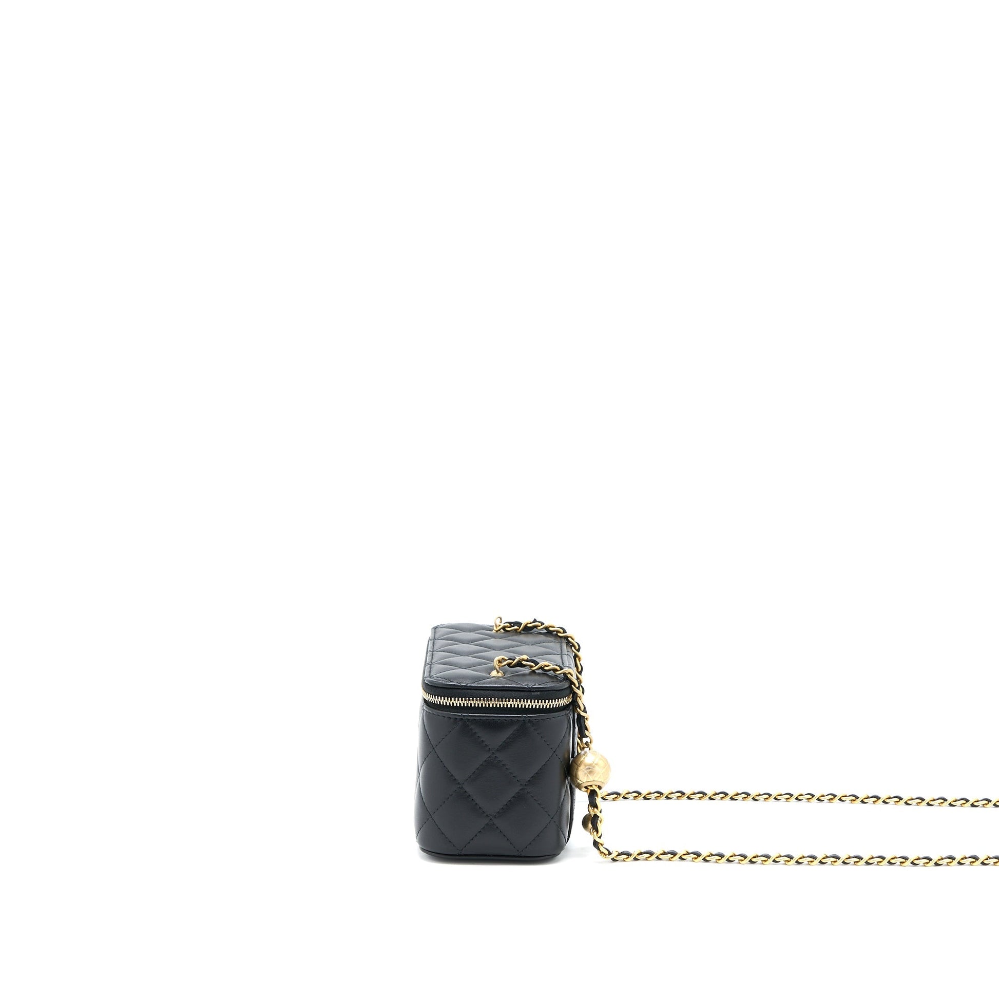 Chanel 22A Pearl Crush Long Vanity Lambskin Black Handbag Ghw 1