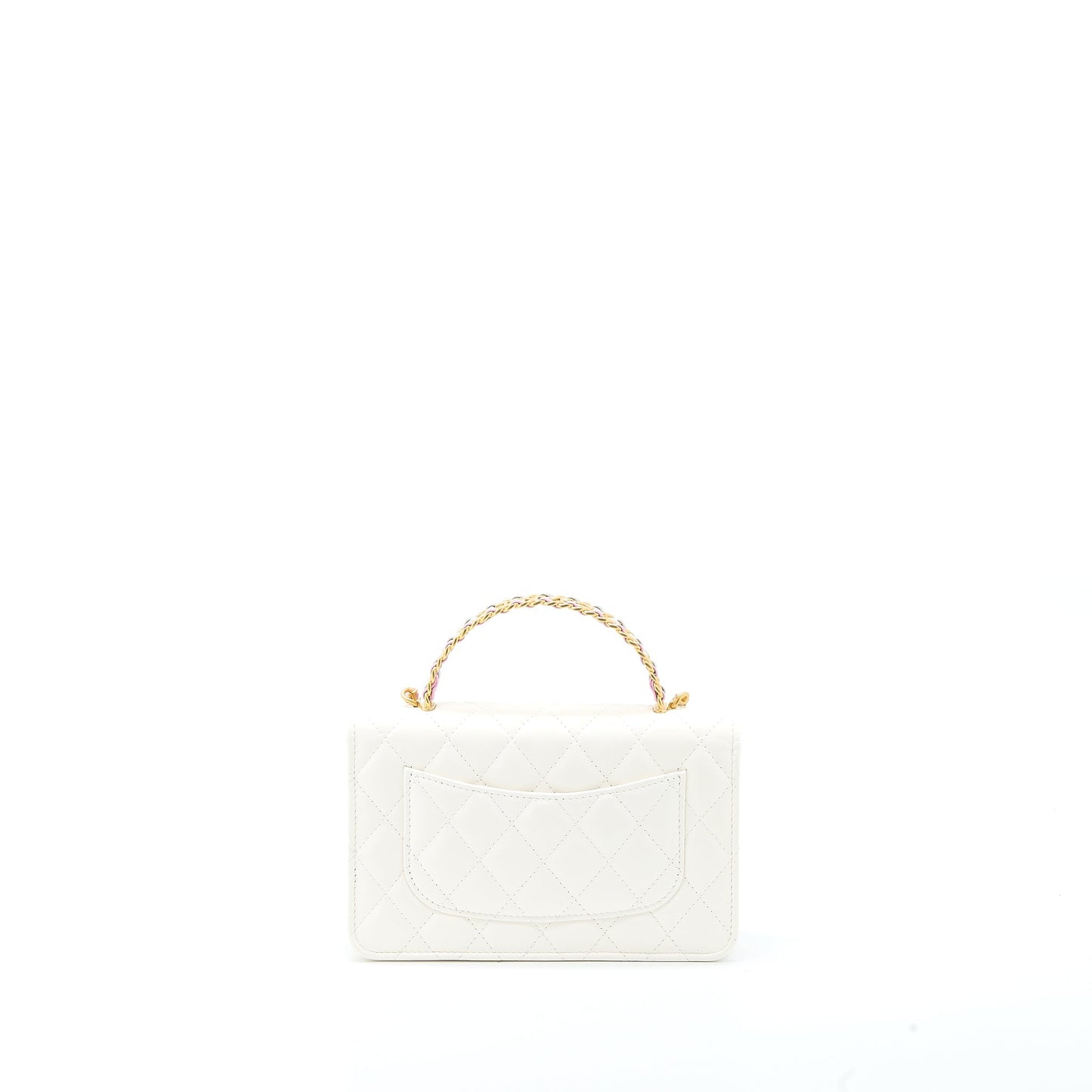 Chanel 23P Top Handle on Calfskin Brushed Multicolour White Wallet Case