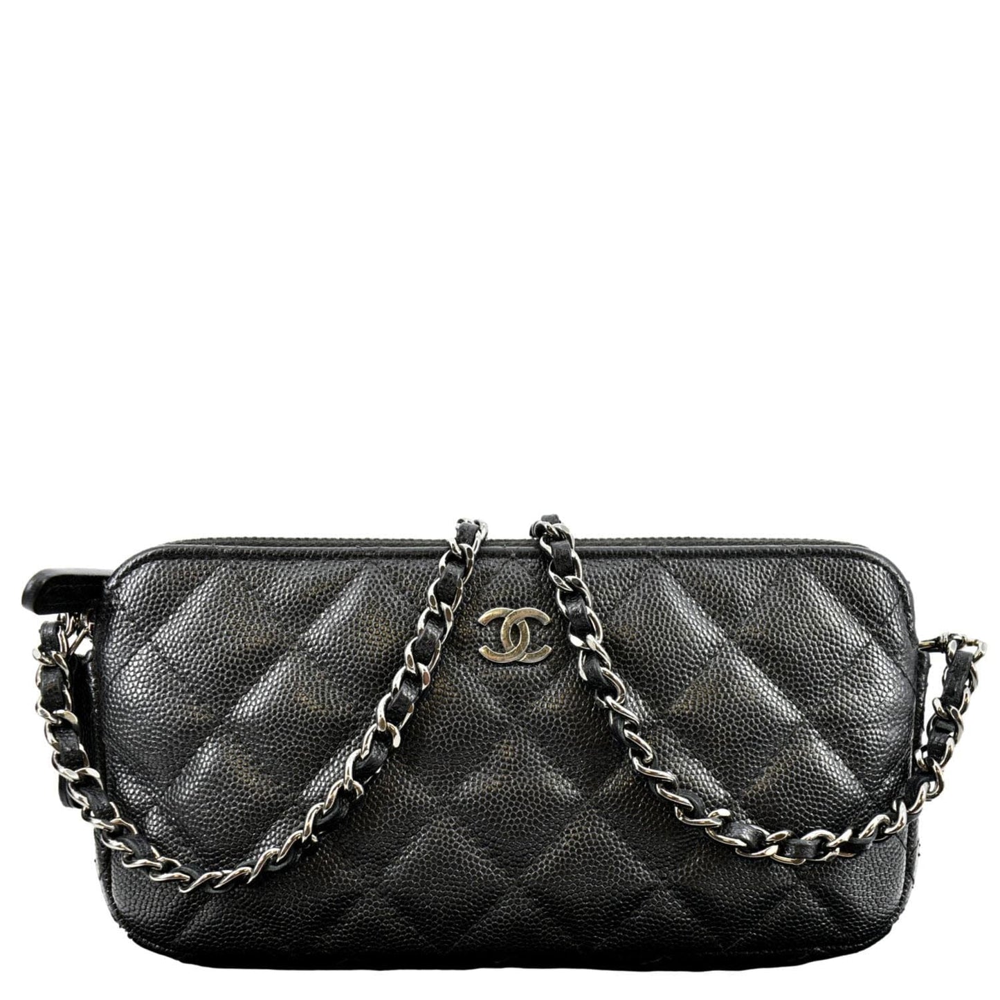 Chanel Double Zip Quilted Leather Lambskin Black Travel Bag
