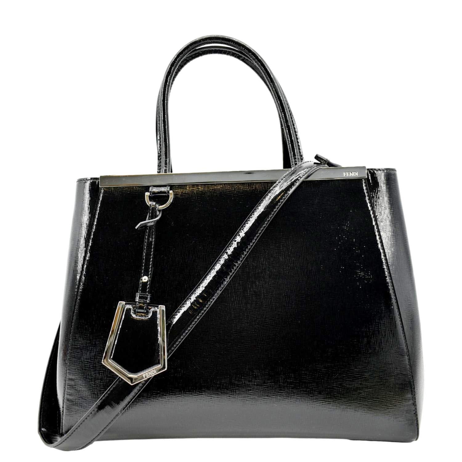 Fendi Jours Shoulder Bag Leather Patent Black