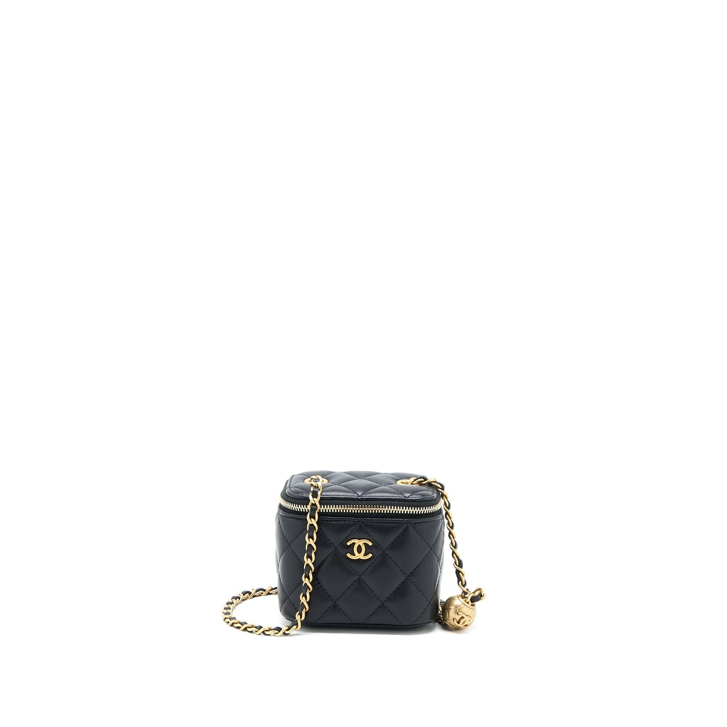 Chanel Pearl Crush Vanity Lambskin GHW Black Mini Bag Black Ghw