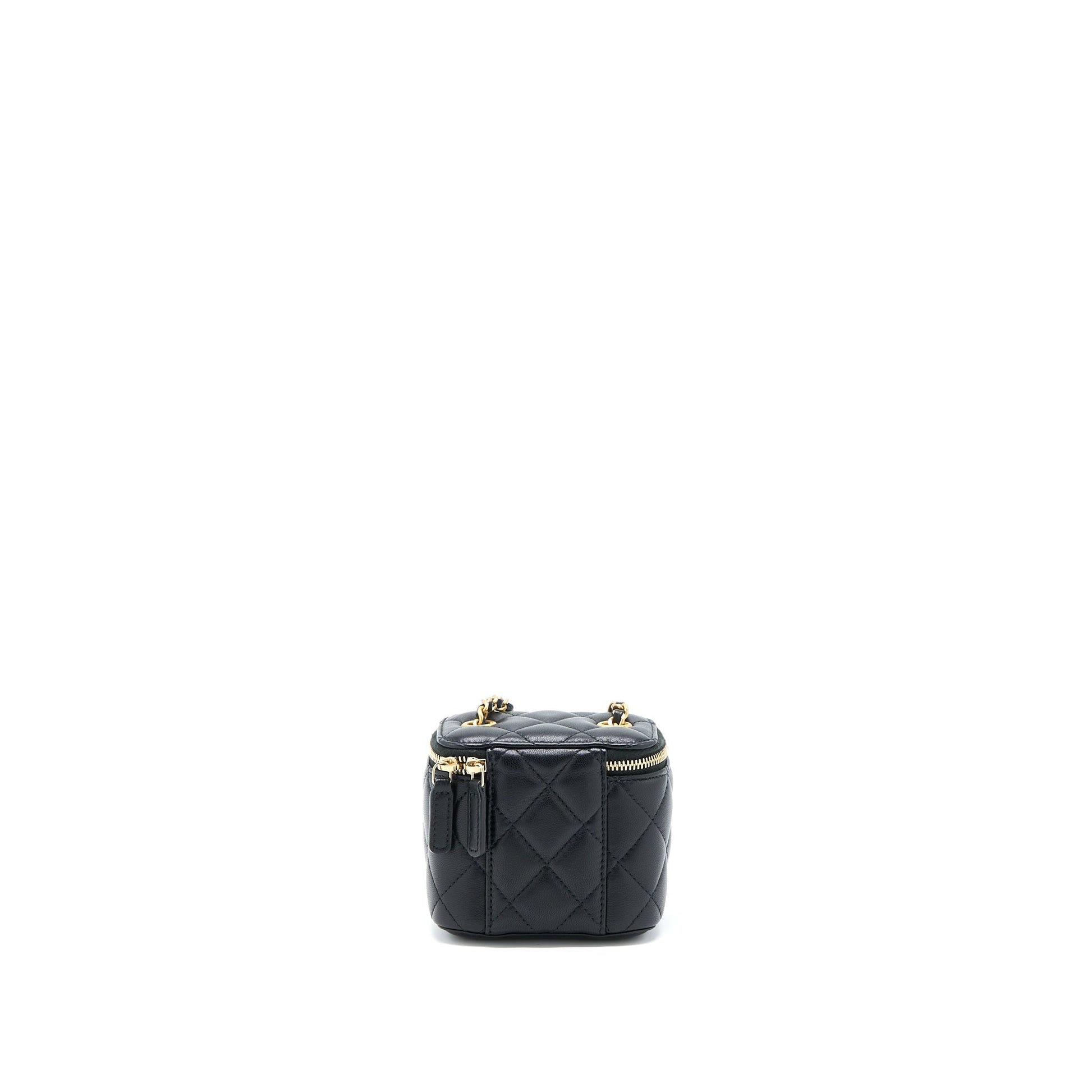 Chanel Pearl Crush Vanity Lambskin GHW Black Mini Bag Black Ghw