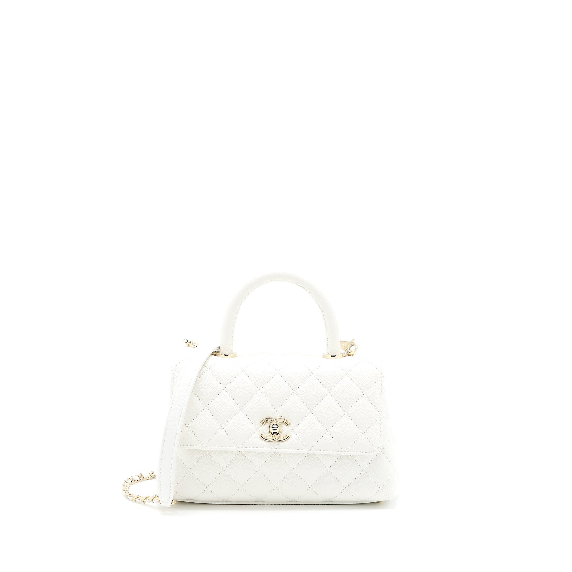 Chanel Coco Handle Caviar LGHW Microchip White Small Handbag Microchip 4