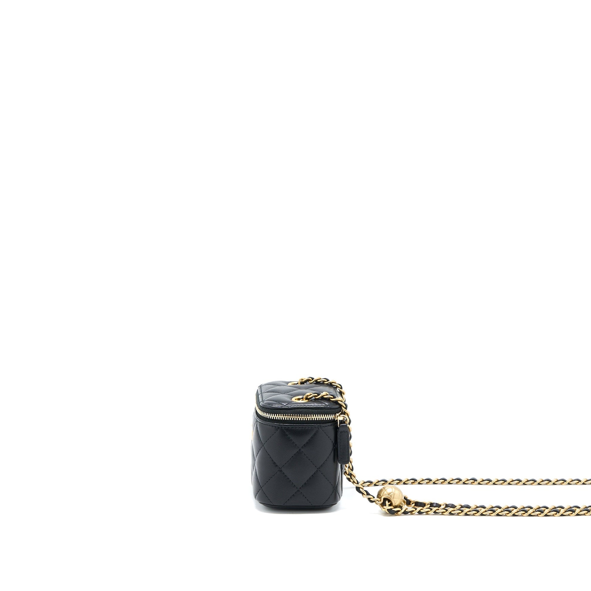 Chanel Pearl Crush Vanity Lambskin GHW Black Mini Bag Black Ghw