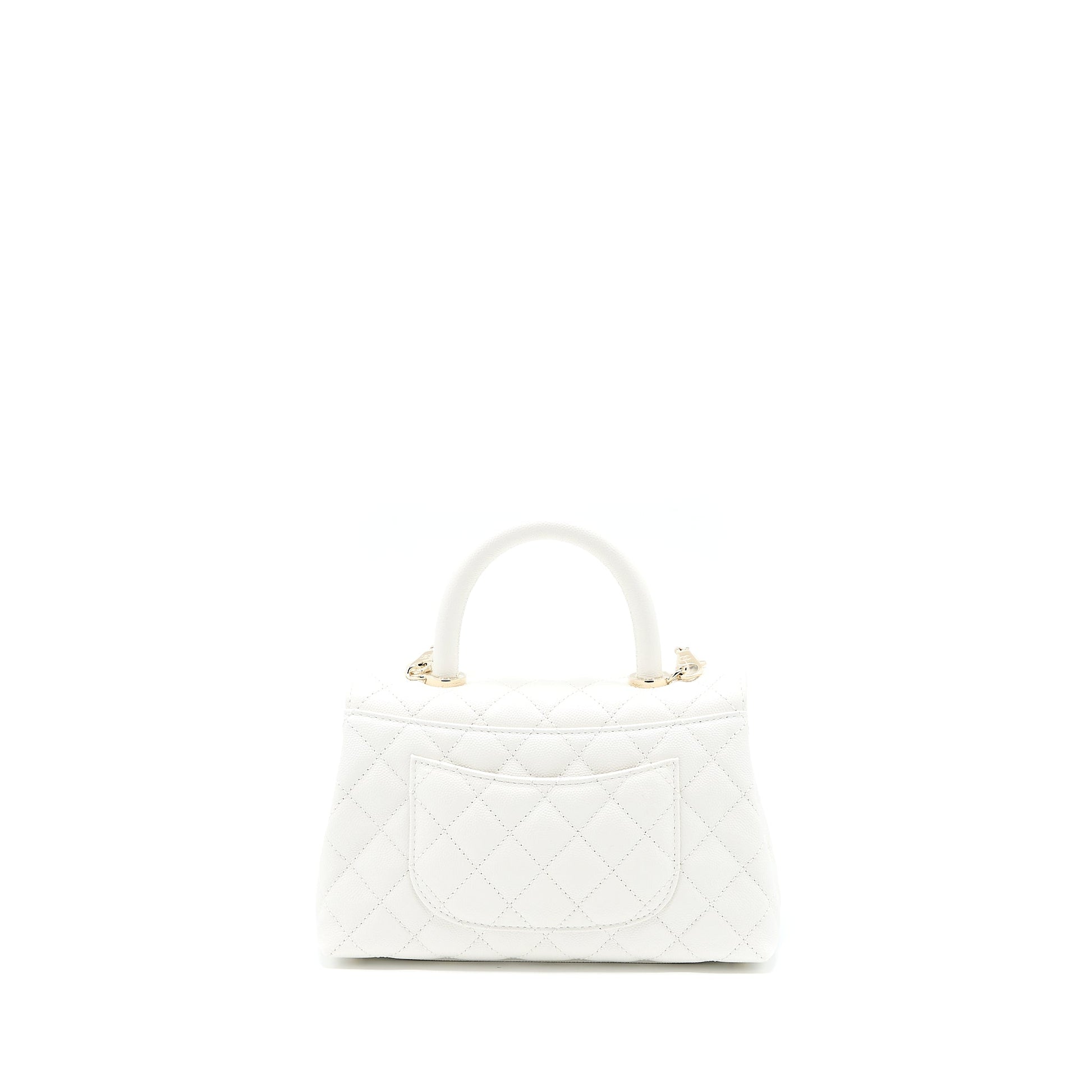 Chanel Coco Handle Caviar LGHW Microchip White Small Handbag Microchip 4