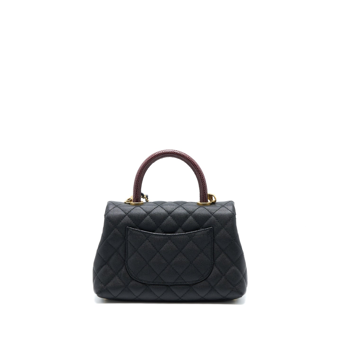 Chanel Coco Handle Caviar Lizard Handle GHW Black Small Handbag