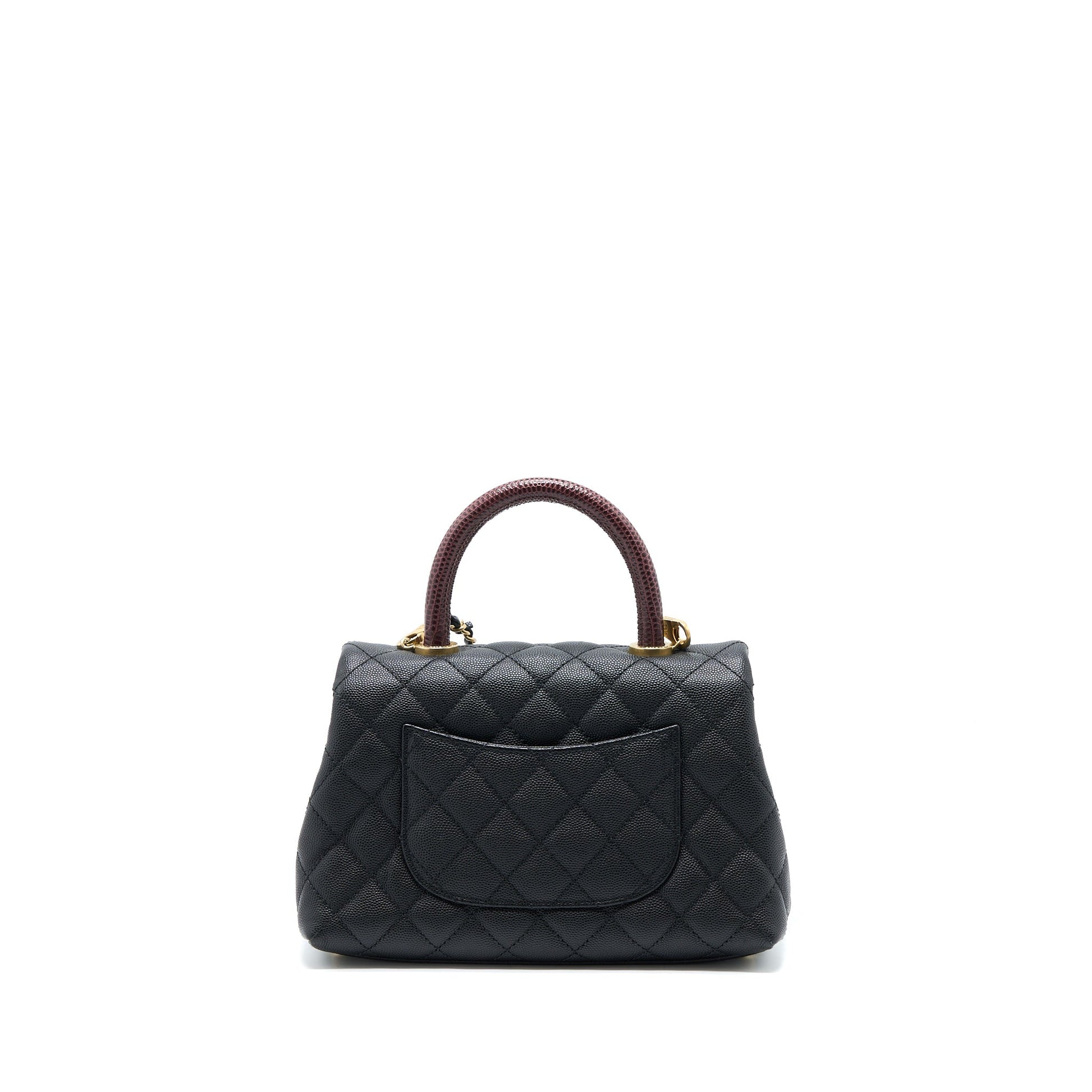 Chanel Coco Handle Caviar Lizard Handle GHW Black Small Handbag