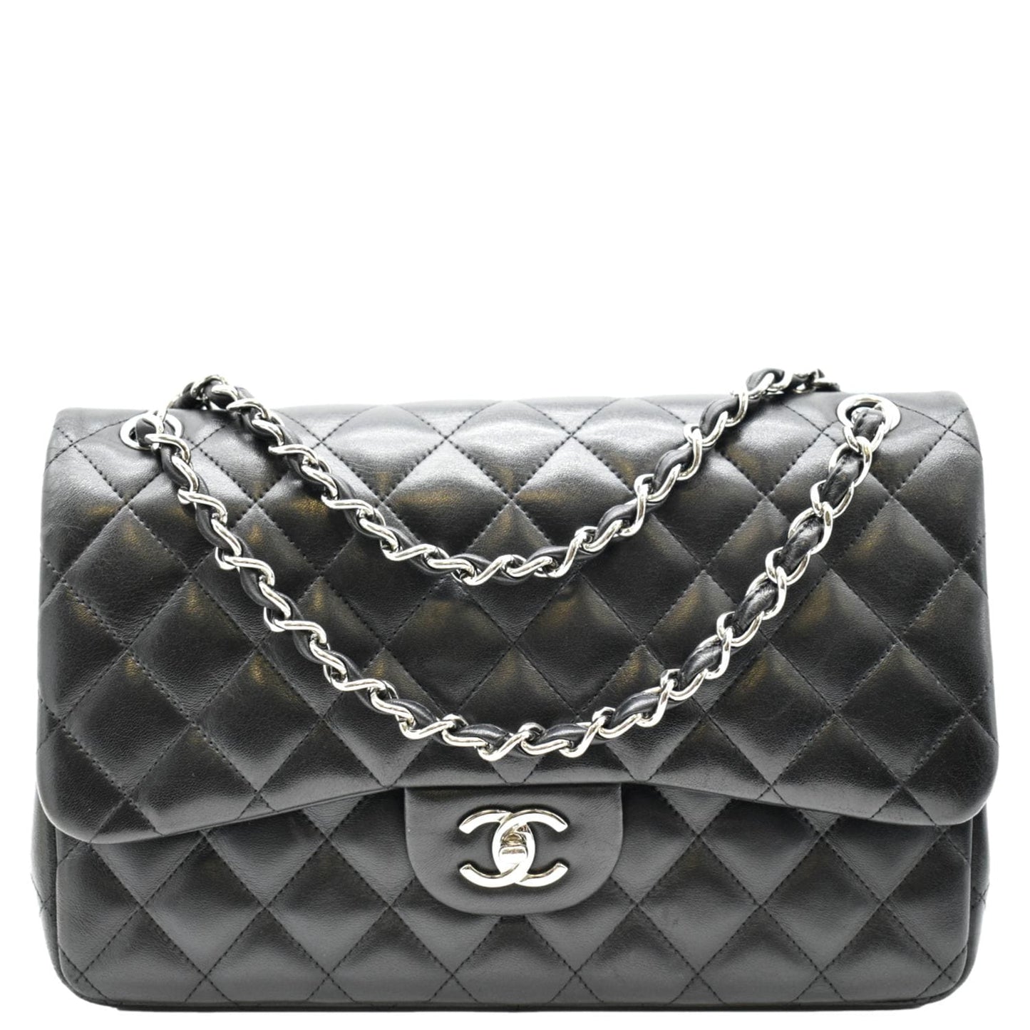 Chanel Jumbo Double Flap Leather Calfskin Black Travel Bag