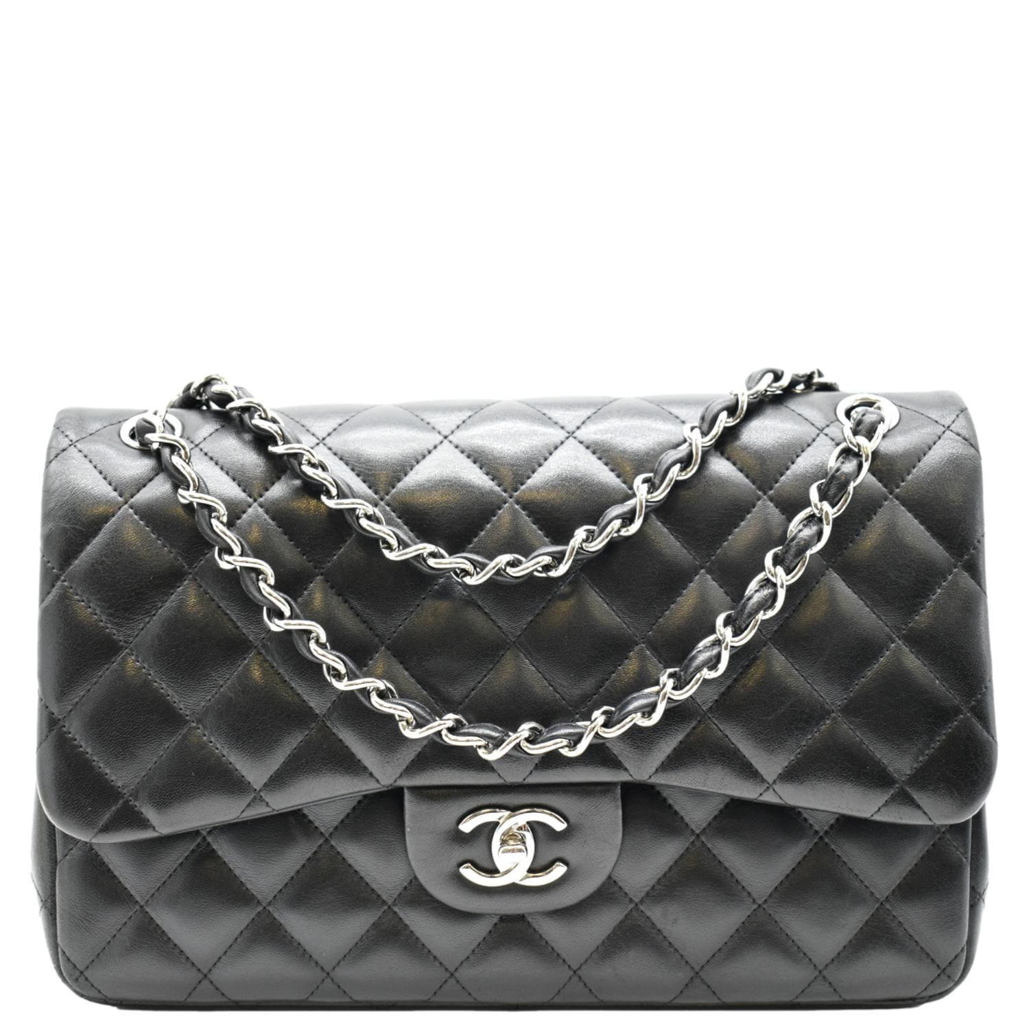 Chanel Jumbo Double Flap Leather Calfskin Black Travel Bag