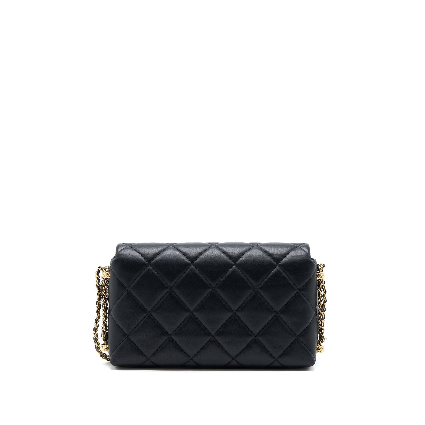 Chanel Quilted Detailed Logo Flap Lambskin GHW Black Shoulder Bag