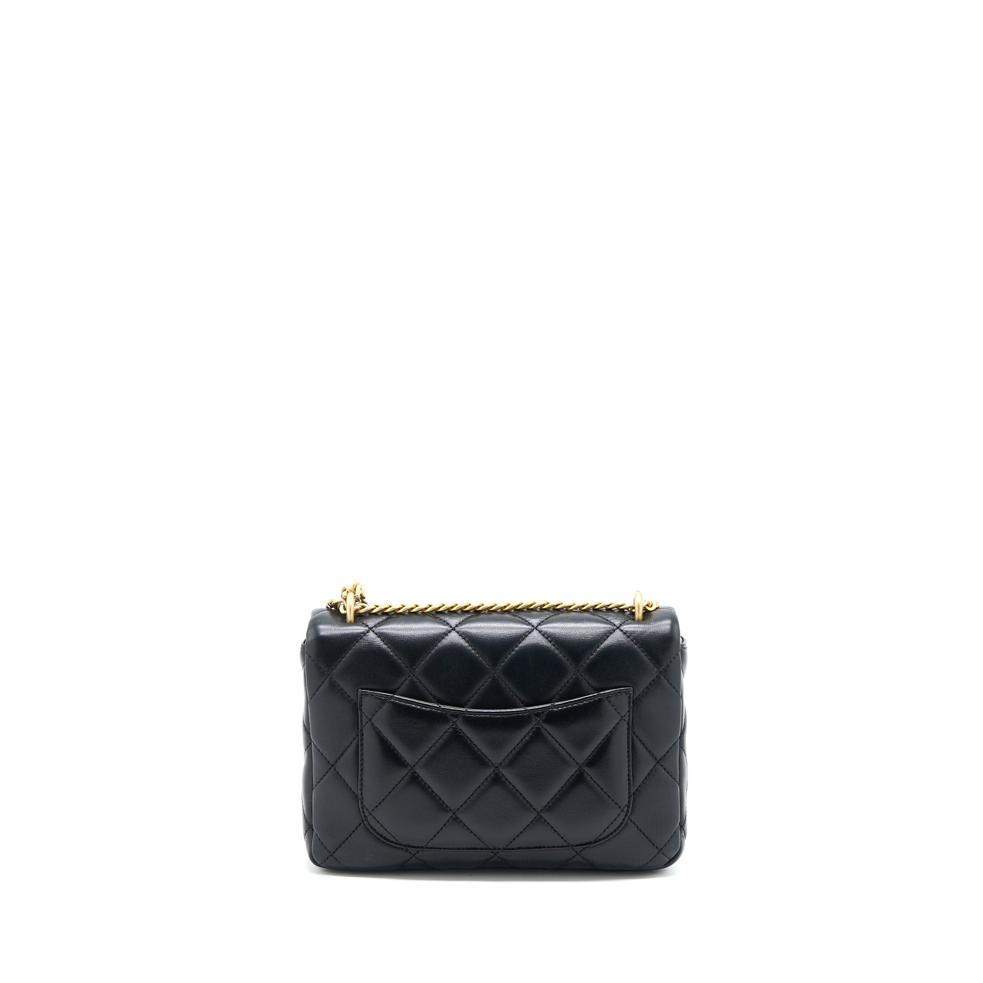 Chanel 22P Enemal Flap Lambskin GHW Microchip Black Shoulder Bag