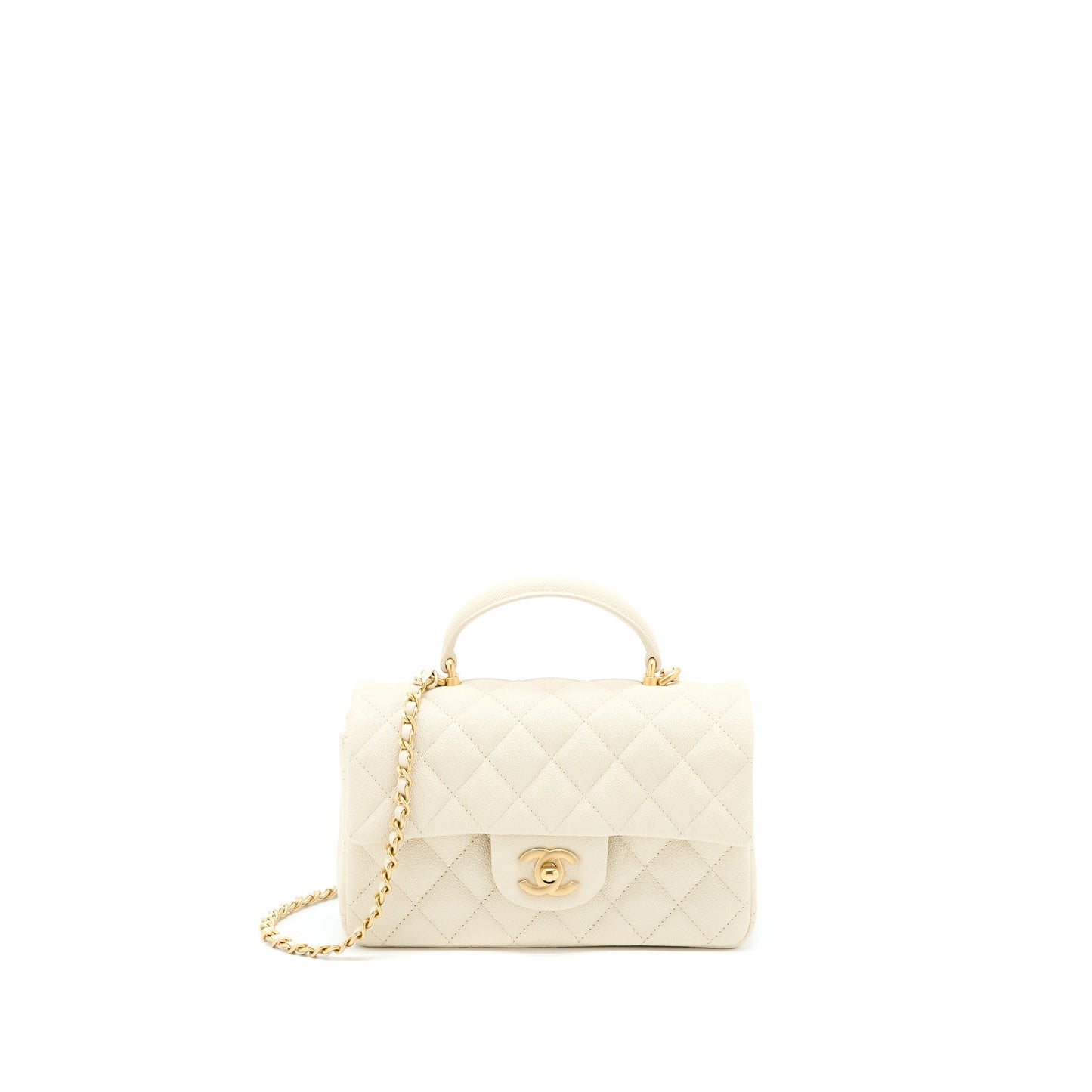 Chanel Top Handle Rectangular Grained Calfskin Light Beige Mini Bag