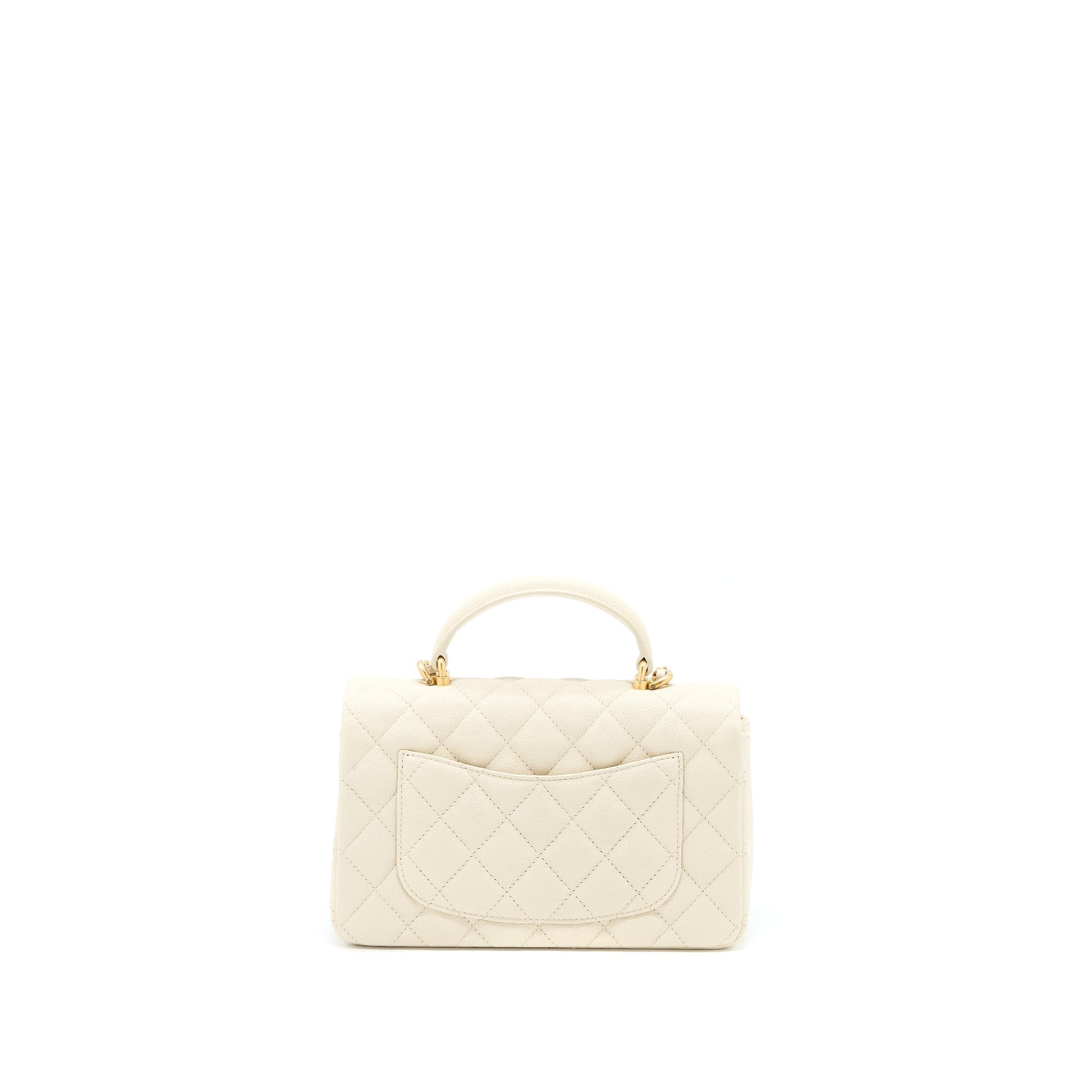 Chanel Top Handle Rectangular Grained Calfskin Light Beige Mini Bag