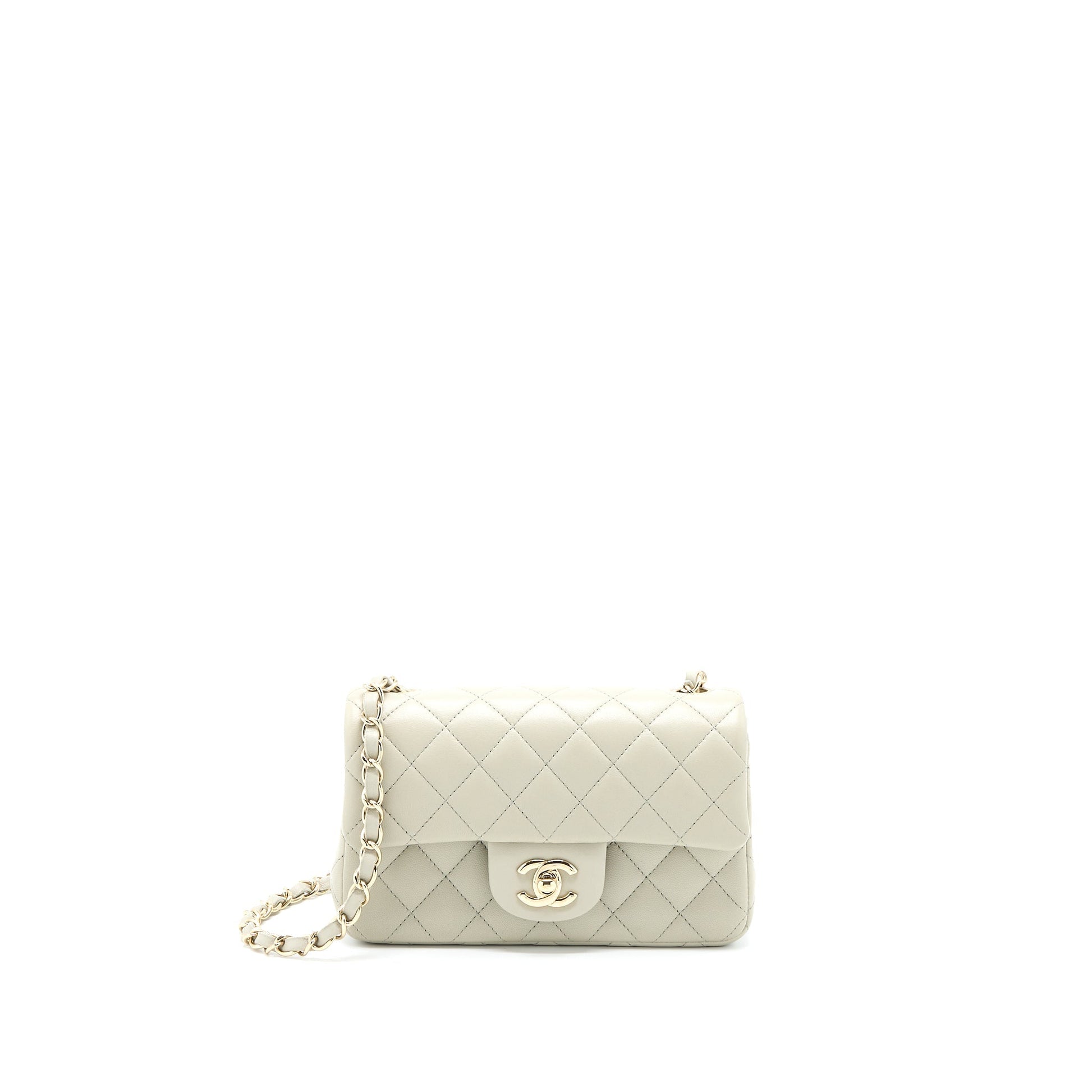Chanel Rectangular Flap Lambskin Light LGHW Microchip Grey Shoulder Bag Grey Lghw