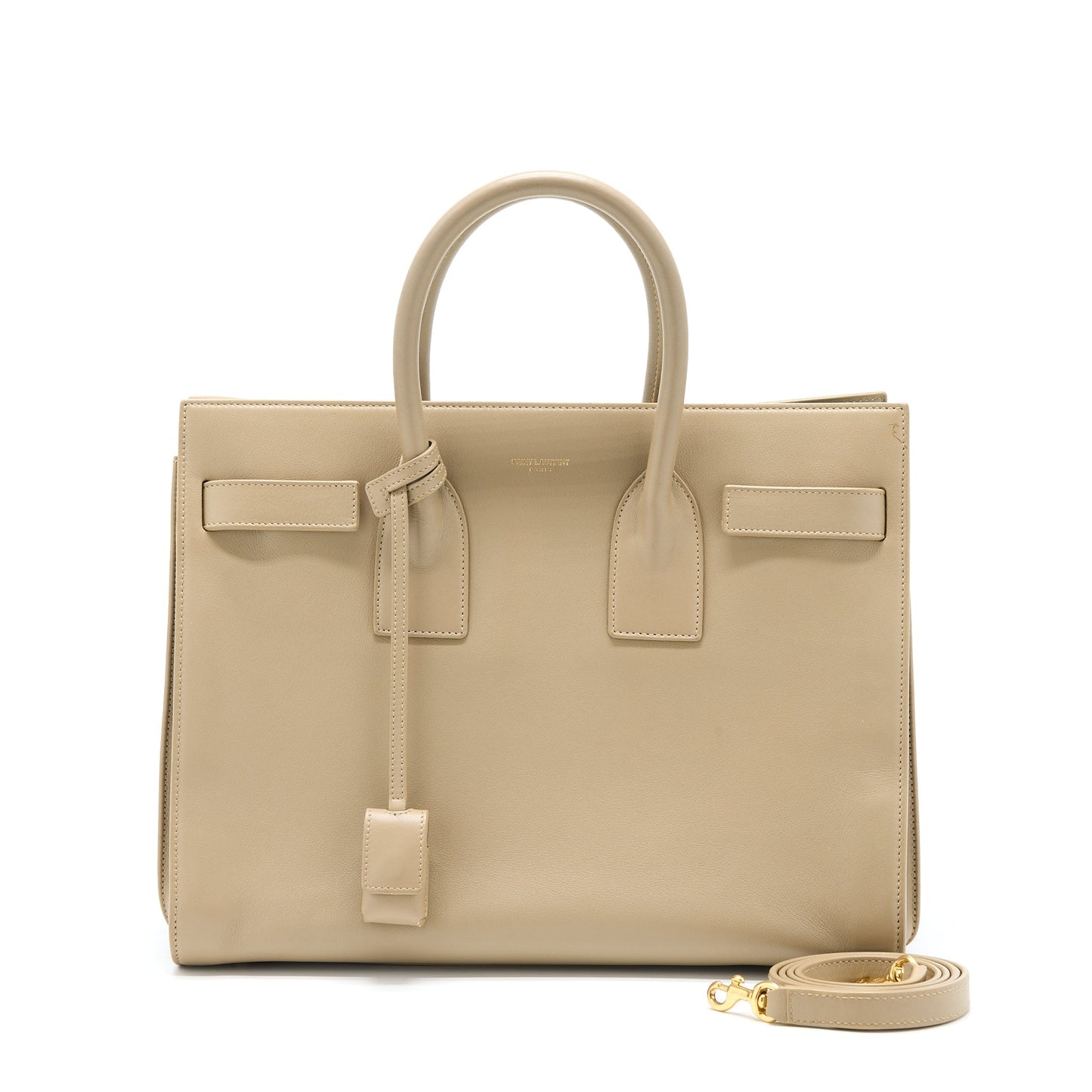 YSL Saint Laurent Sac De Jour Tote Purse Beige Tote Bag