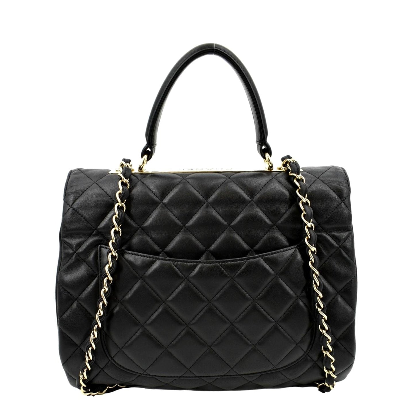 Chanel Trendy CC Top Handle Flap Leather Black Travel Bag