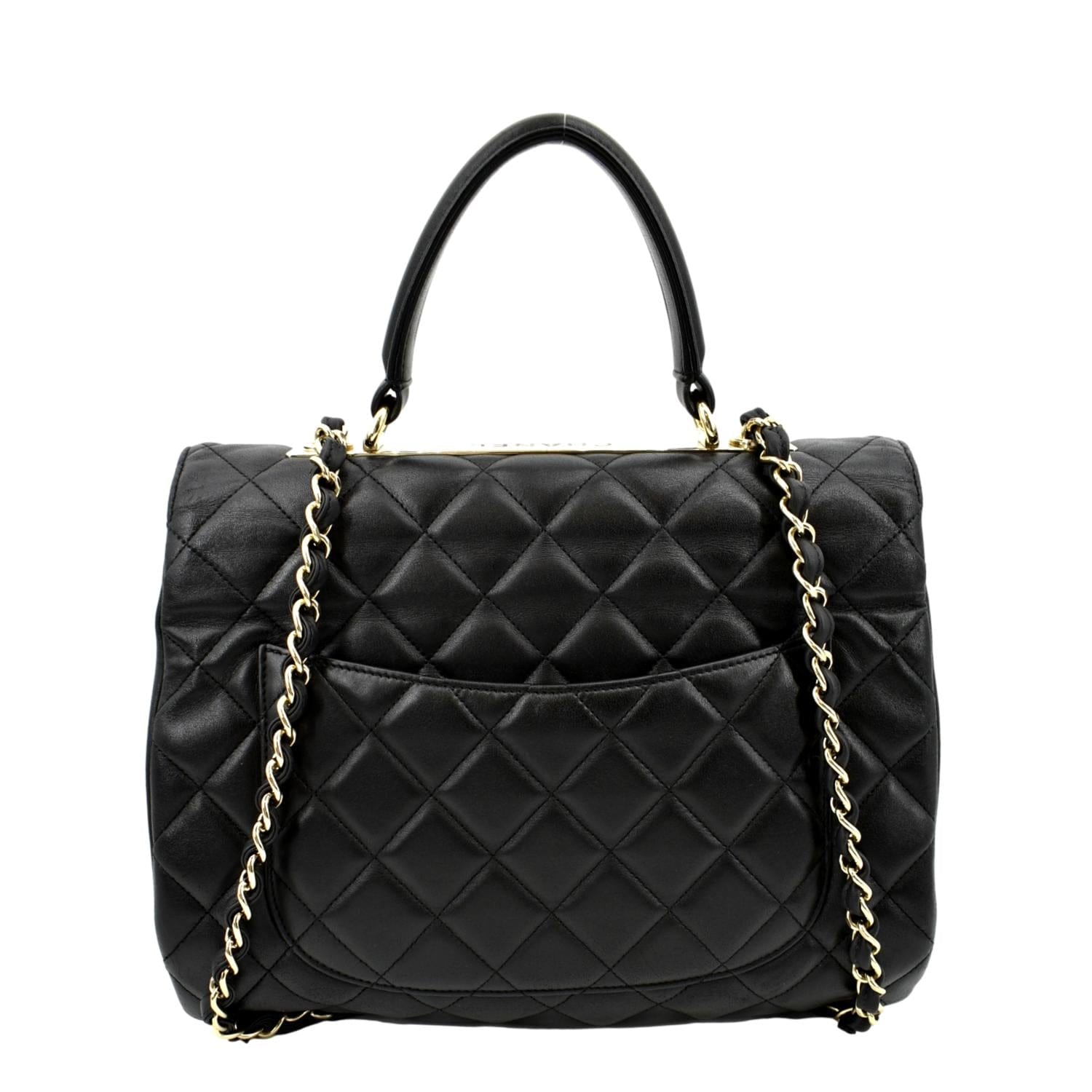 Chanel Trendy CC Top Handle Flap Leather Black Travel Bag