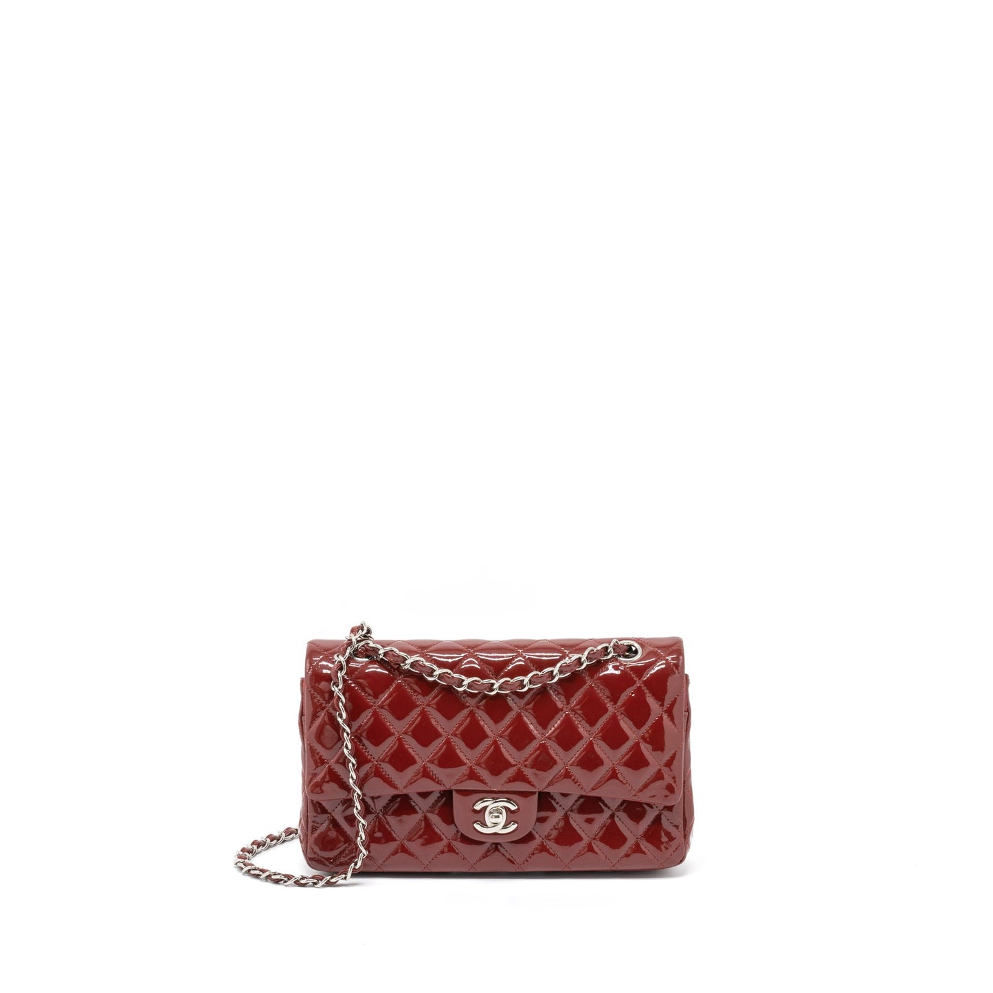 Chanel Classic Double Flap Patent SHW Red Shoulder Bag