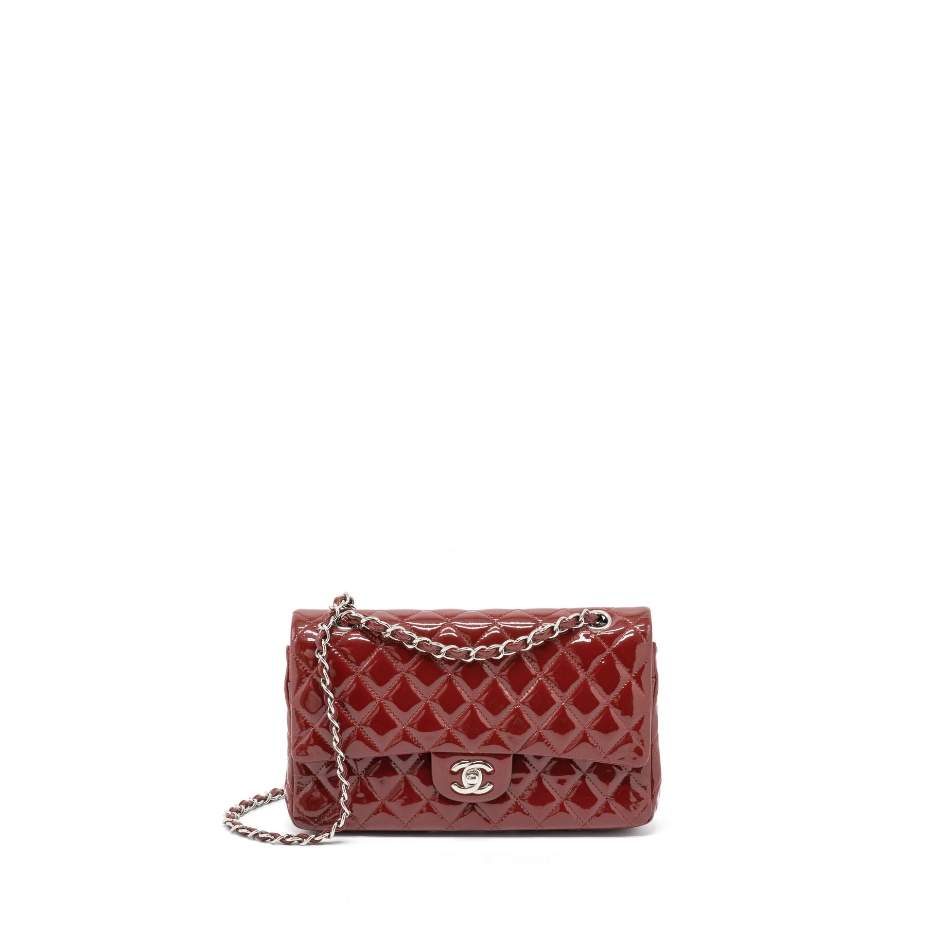 Chanel Classic Double Flap Patent SHW Red Shoulder Bag