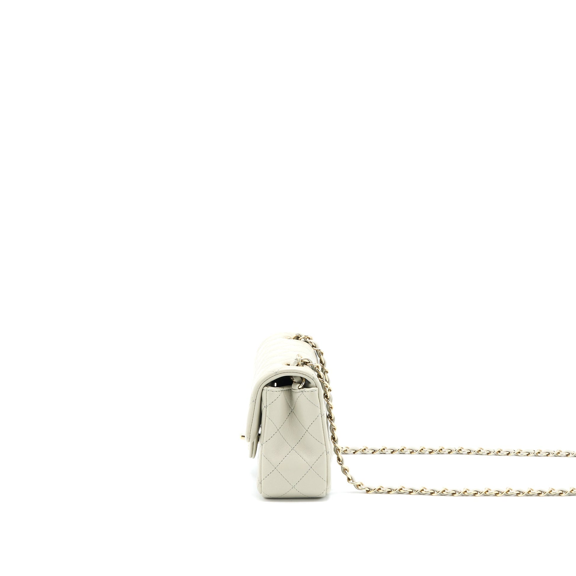 Chanel Rectangular Flap Lambskin Light LGHW Microchip Grey Shoulder Bag Grey Lghw