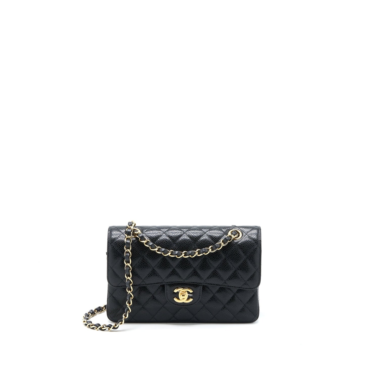 Chanel Classic Double Flap Caviar GHW Microchip Black Small Shoulder Bag Microchip 1