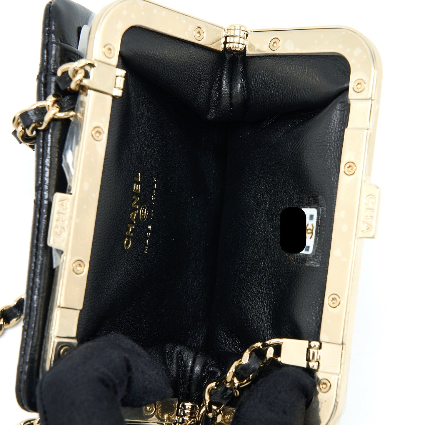 Chanel Quilted Clip Aged Calfskin LGHW Black Mini Bag
