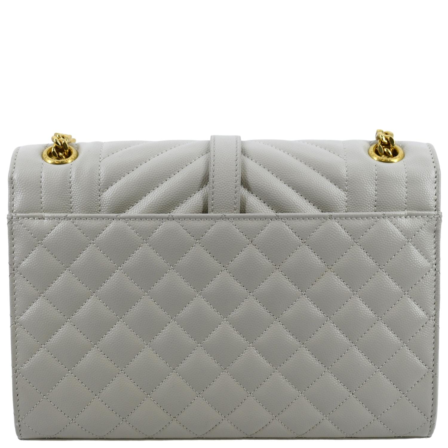 YSL Saint Laurent Yves Envelope Crossbody Bag Leather Matelasse White
